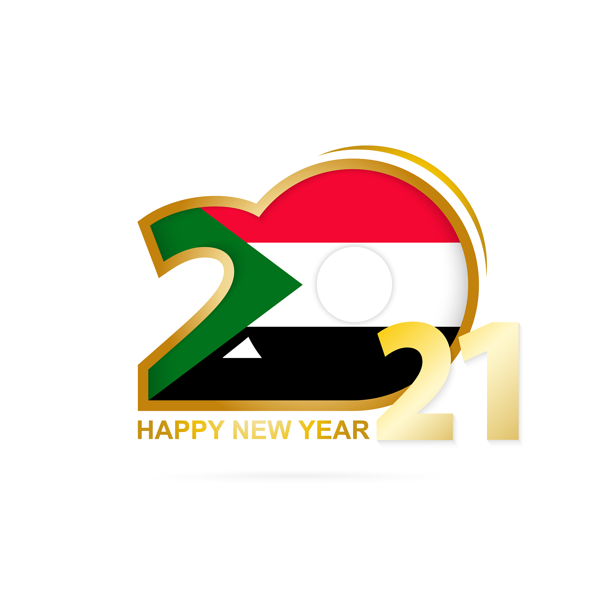 year 2021 with sudan flag pattern. happy new year design.