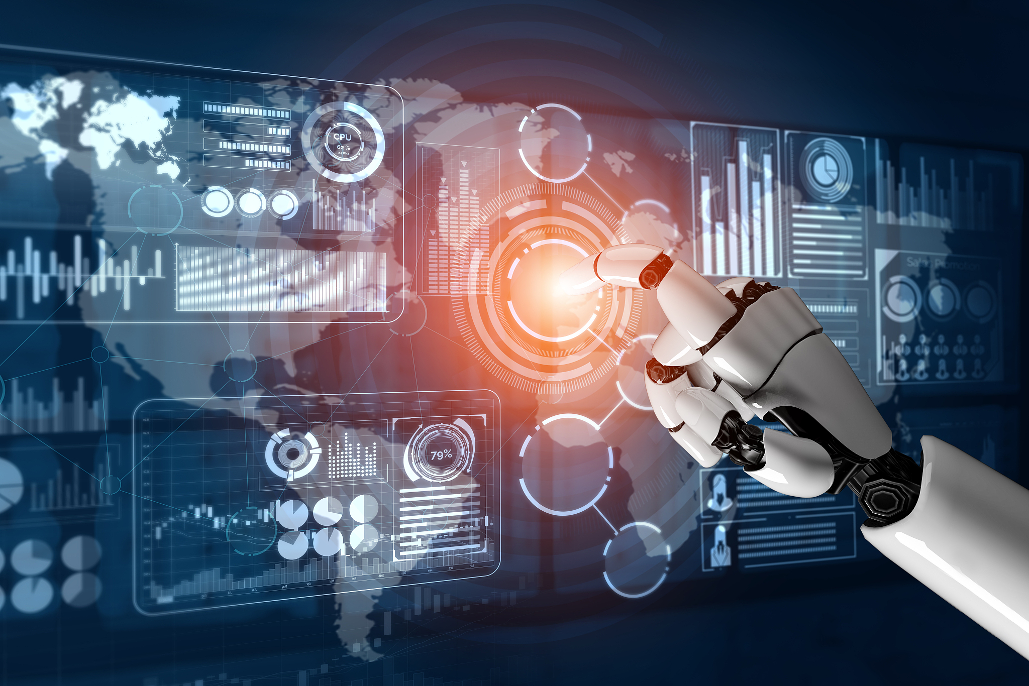 futuristic robot artificial intelligence concept.