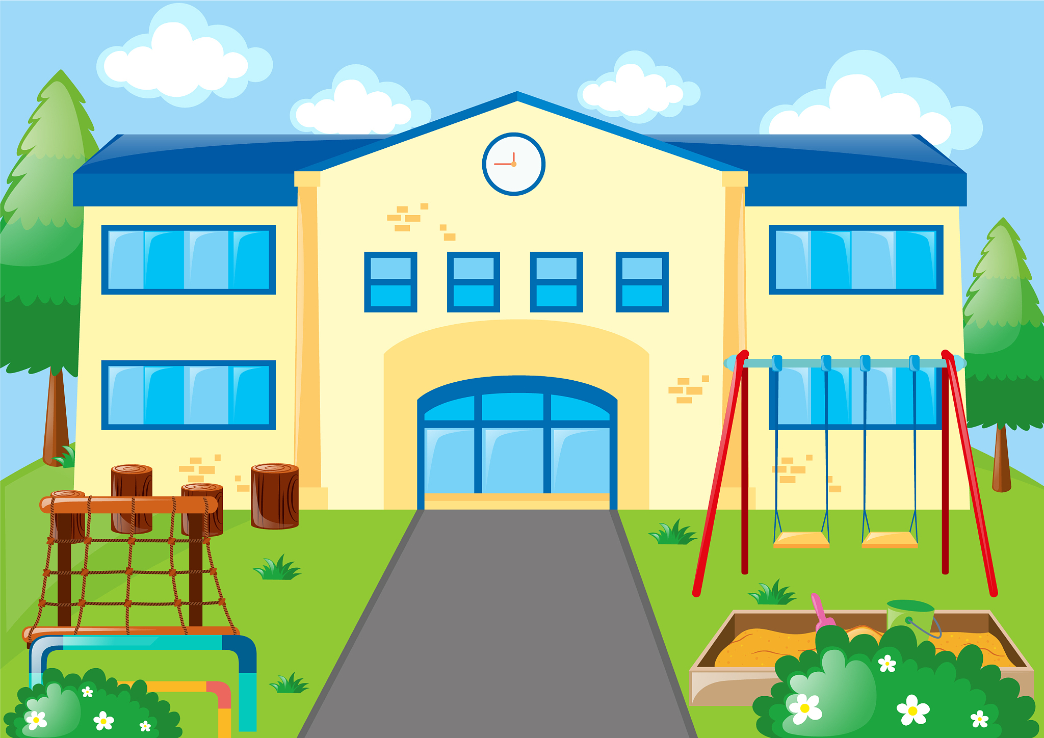 school scene with playground