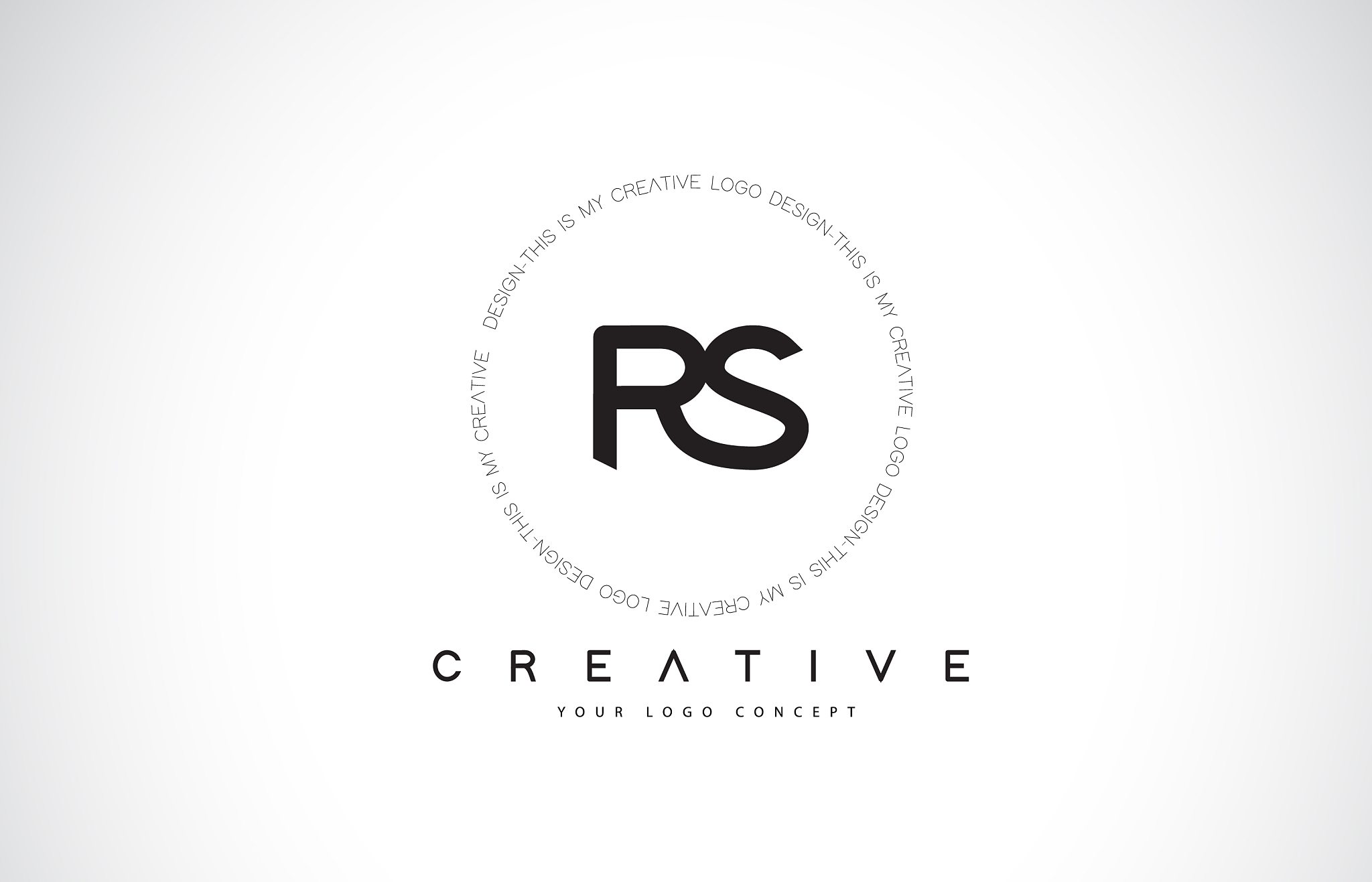 rs r s logo design with black and white creative
