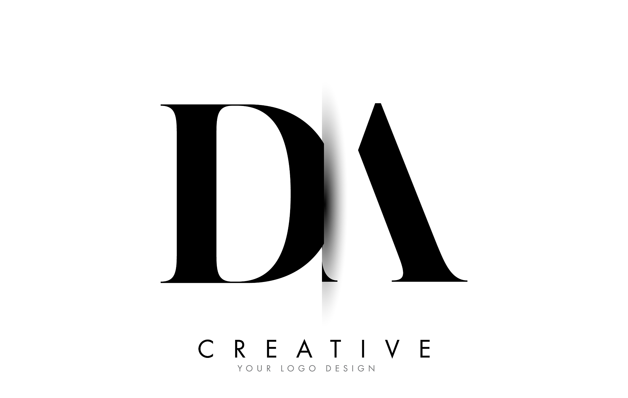 da d a letter logo with creative shadow cut design