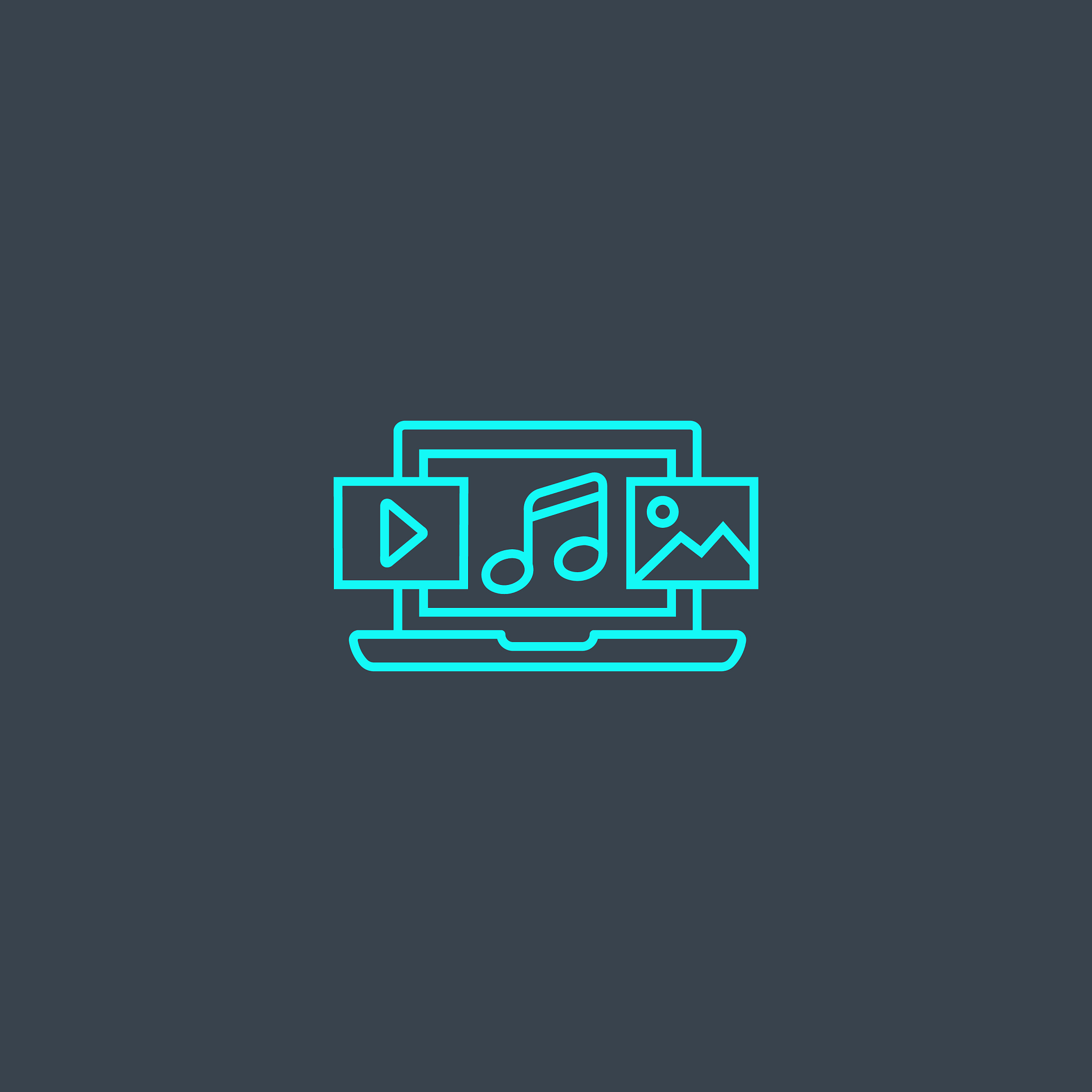digital content concept blue line icon simple