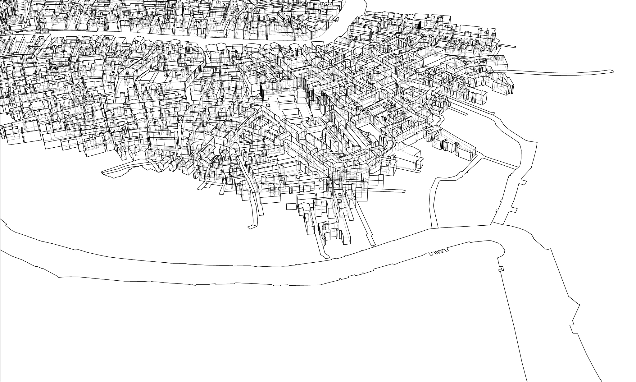outline city concept wire-frame style