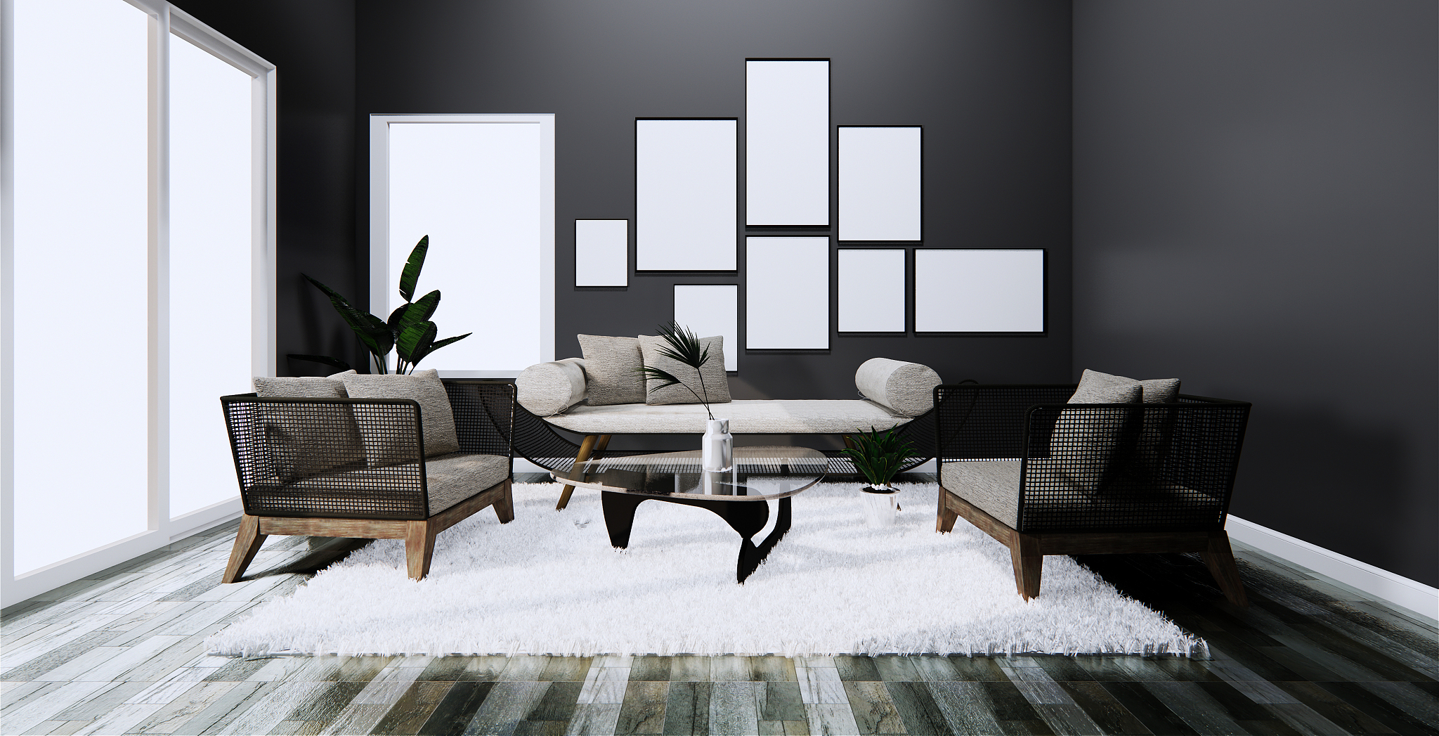 loft modern interior designed as a open plan modern apartment. 3