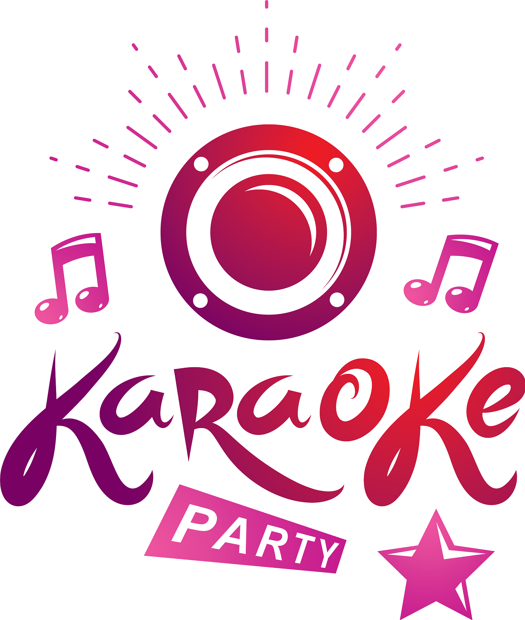 karaoke party writing composed with musical notes