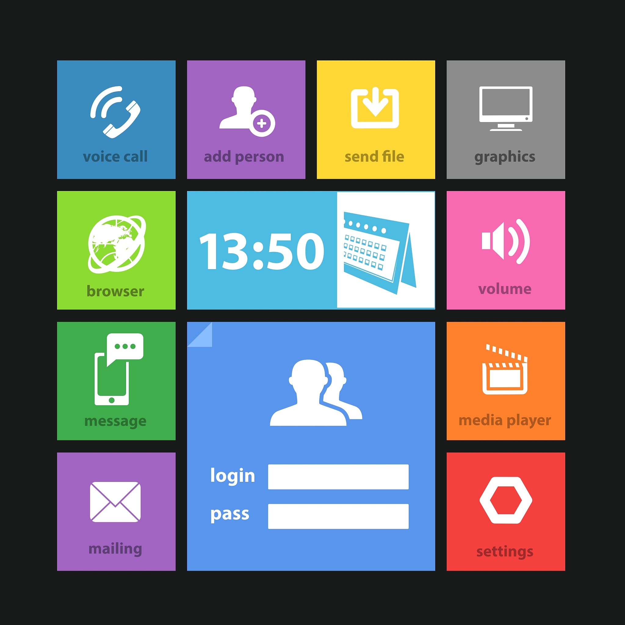 web color tile interface template