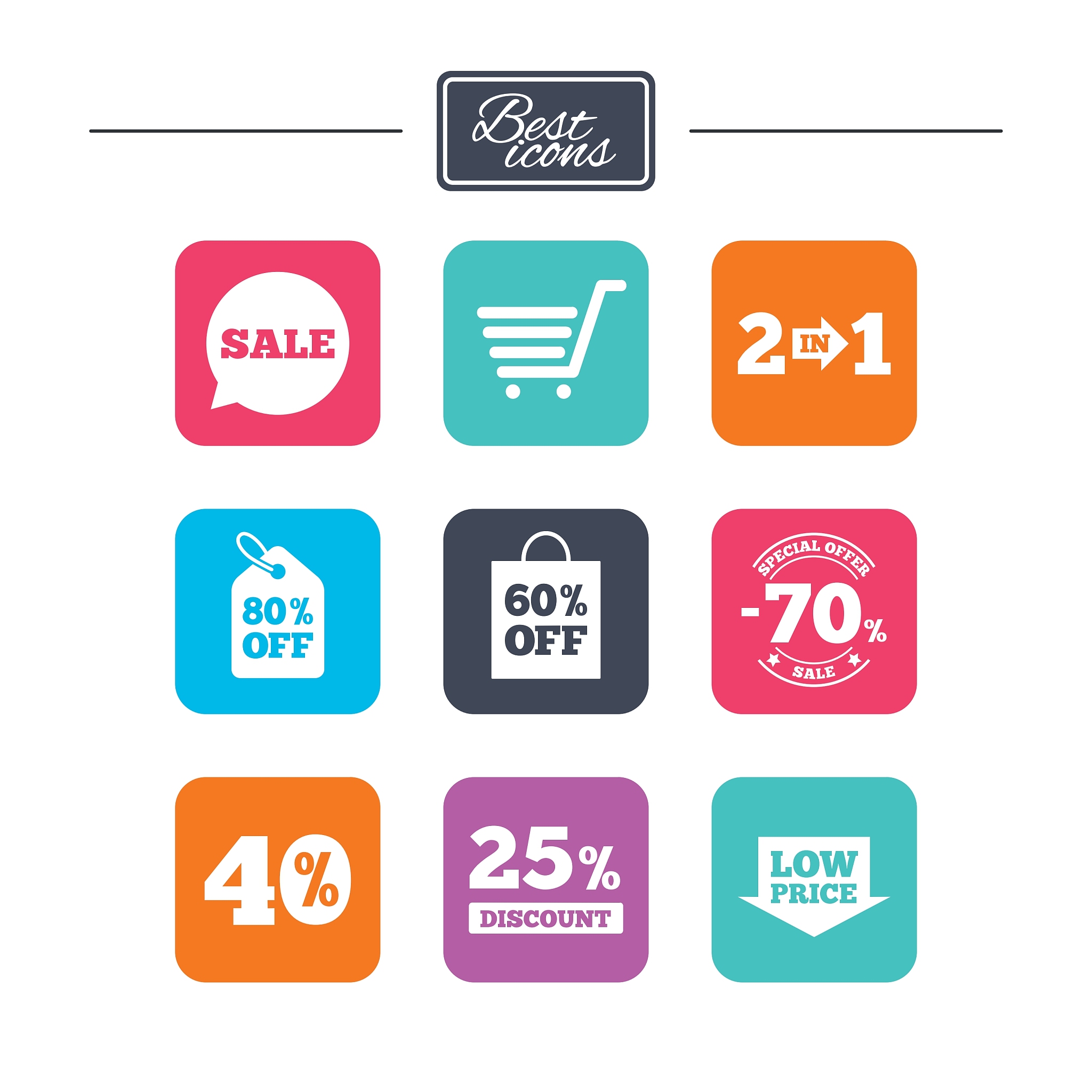 sale discounts icon shopping deal signs