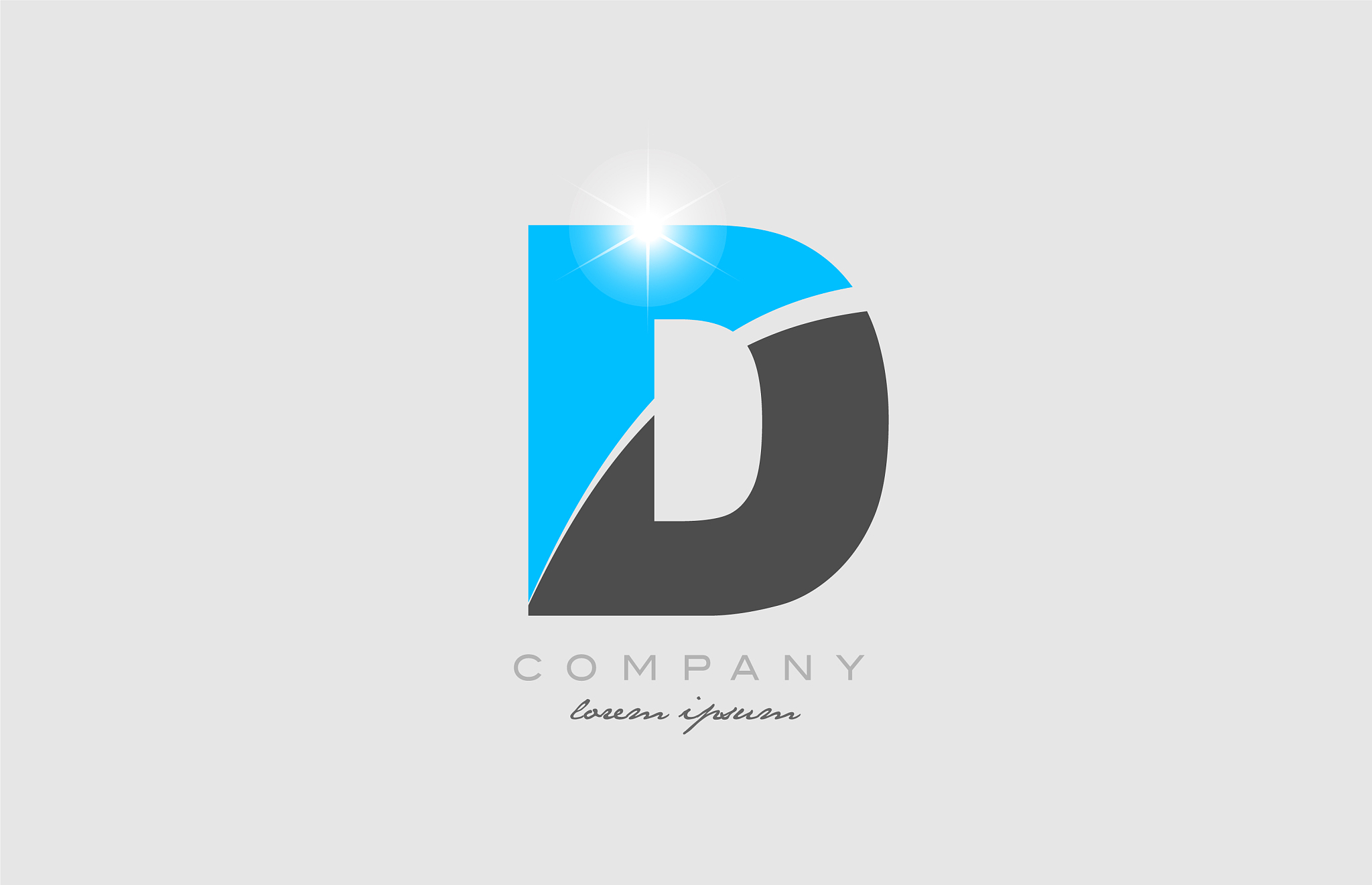 letter d in grey blue color alphabet for logo