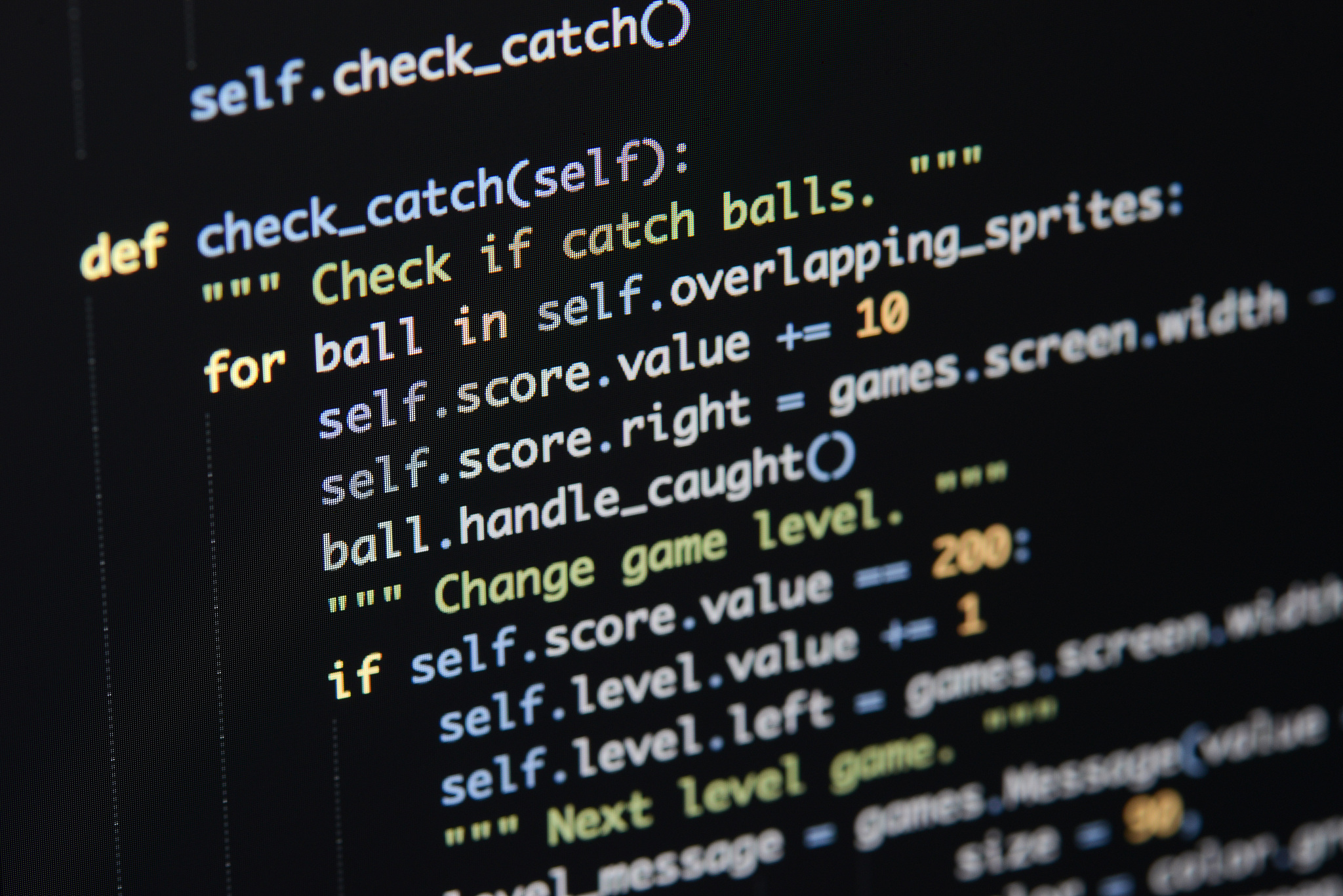 real python code developing screen. programing workflow abstract
