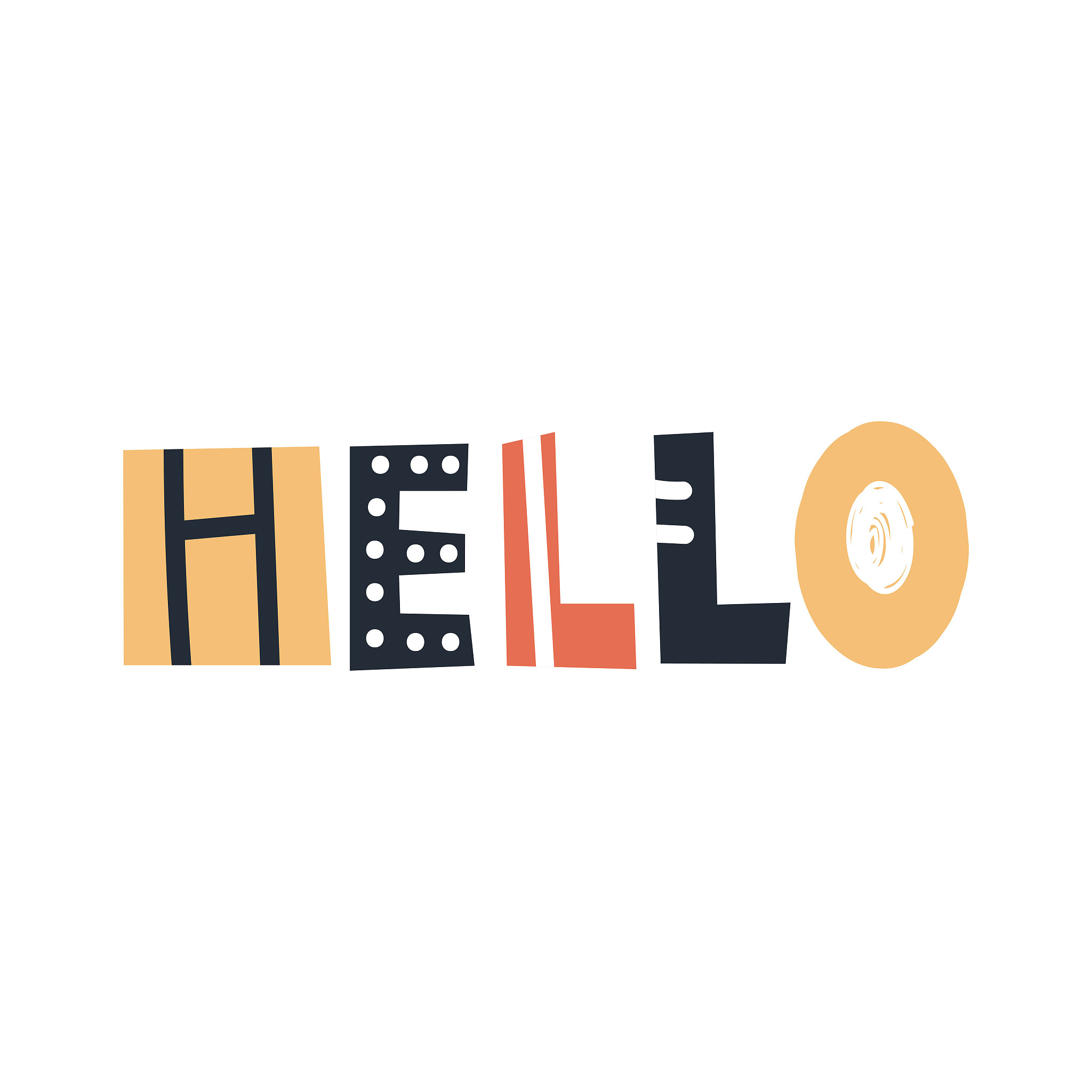 hello - fun colorful hand drawn lettering for kids print. vector