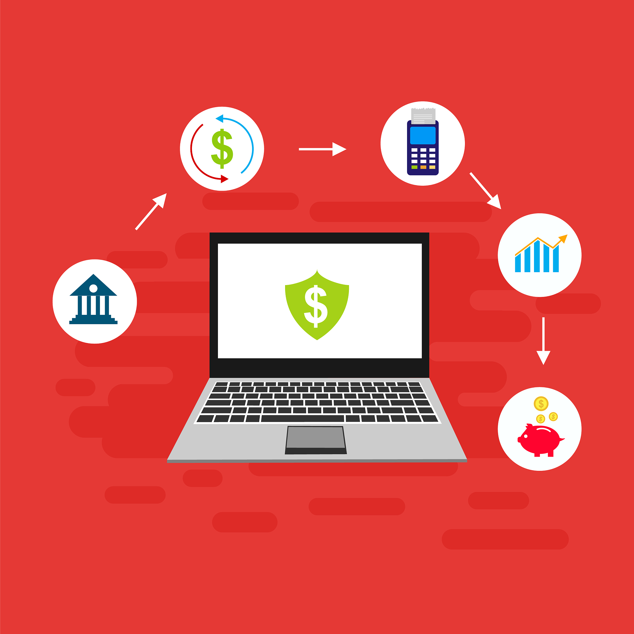 online payment on computer flat cartoon big pay