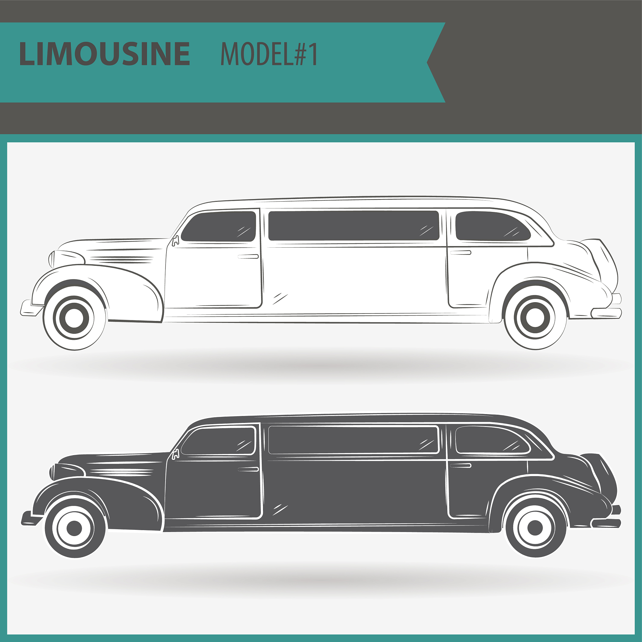two vip limousine isolated on white background