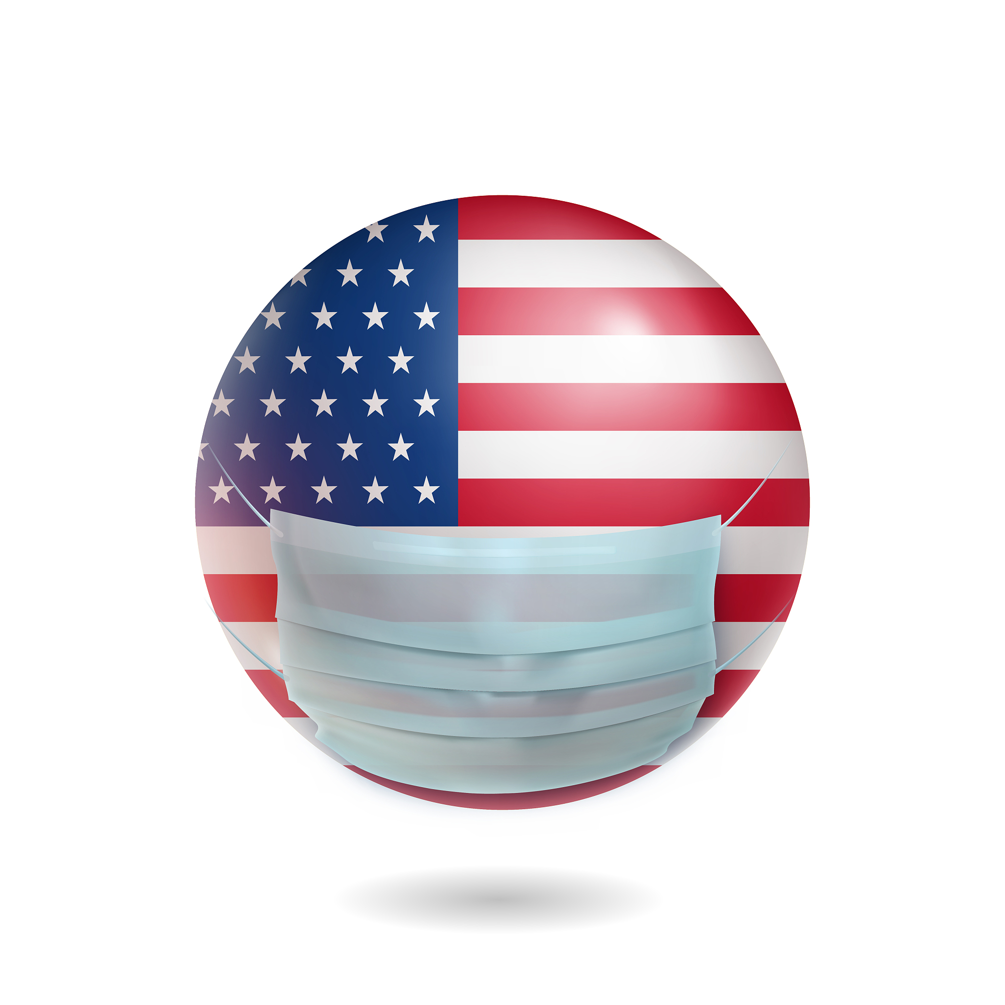 usa coronavirus pandemic icon with medical mask