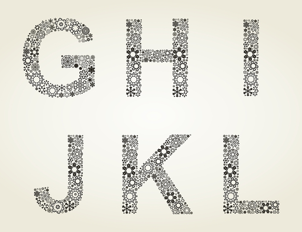 the alphabet from snowflakes. a vector illustration