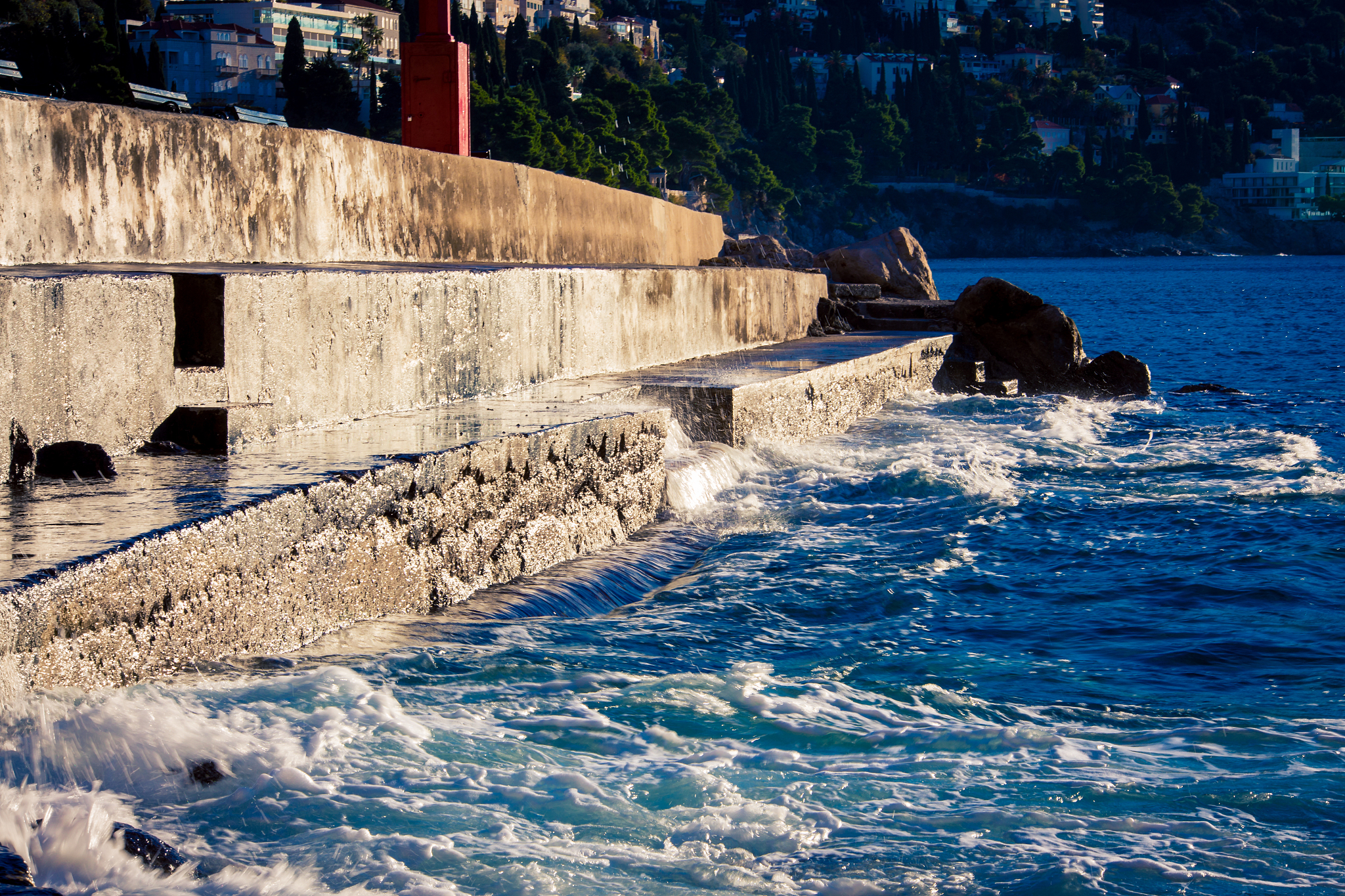waves washing against the walls of dubrovnik