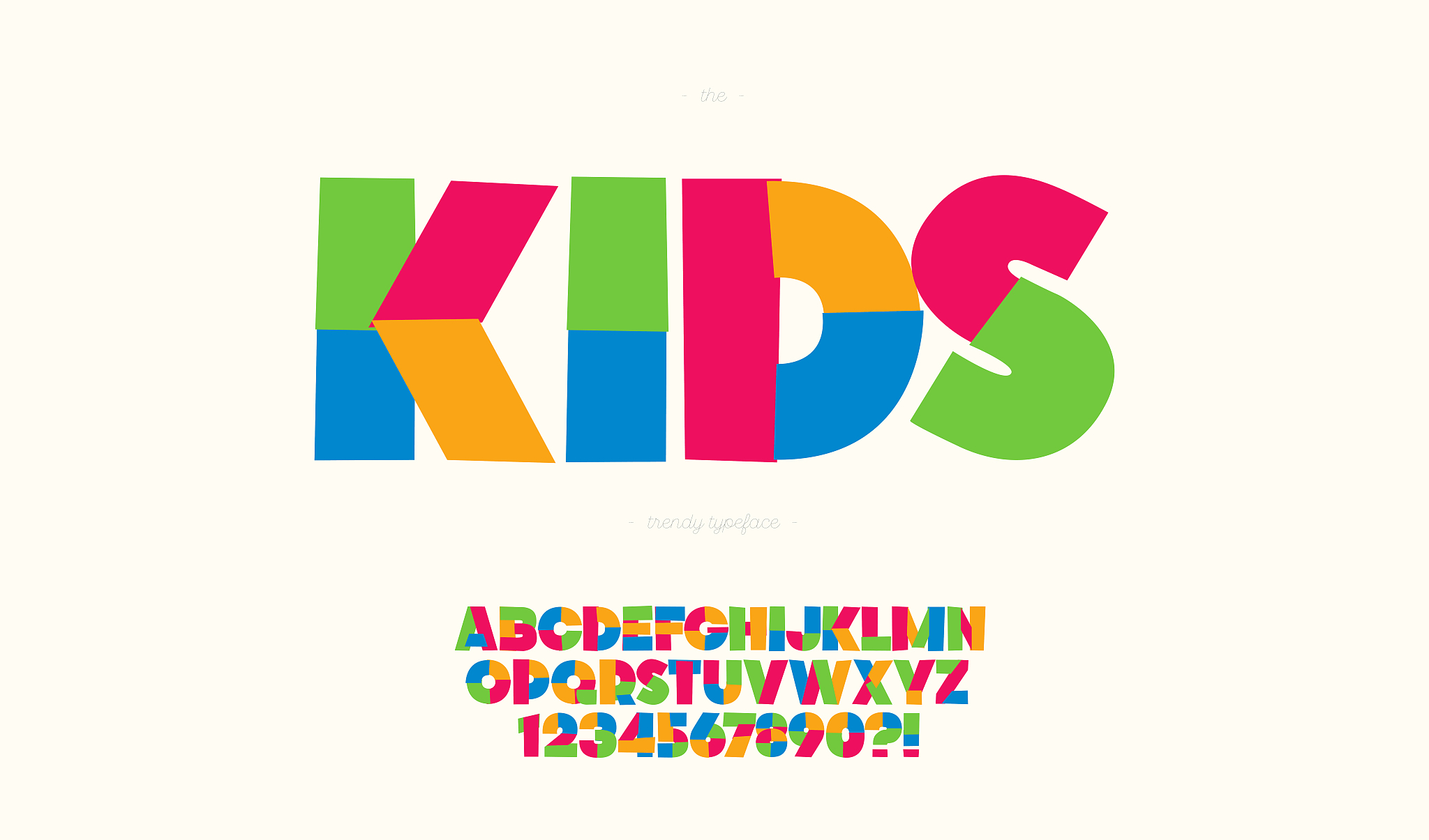 kids font bold colorful style modern typographic