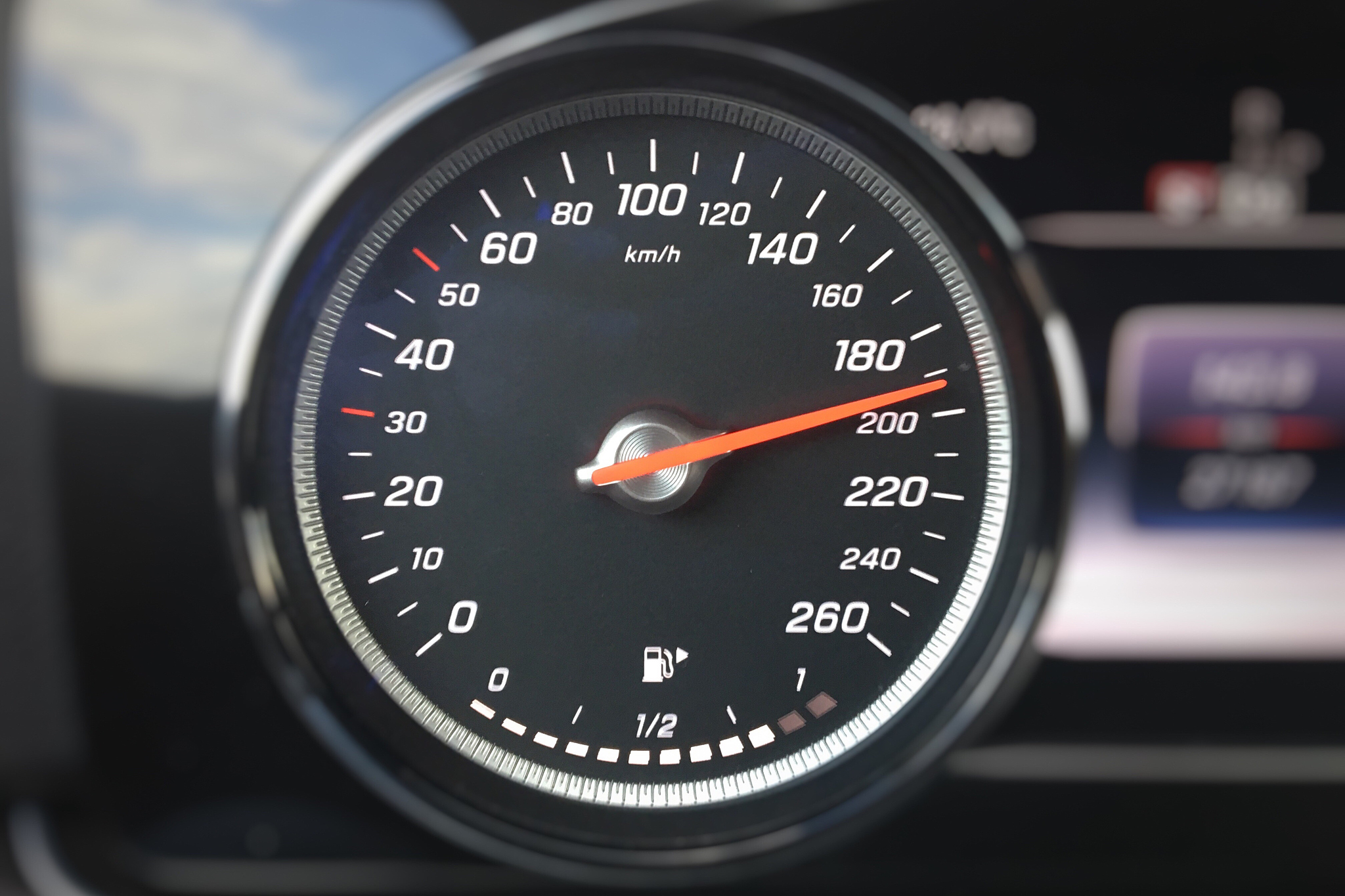 close-up of speedometer