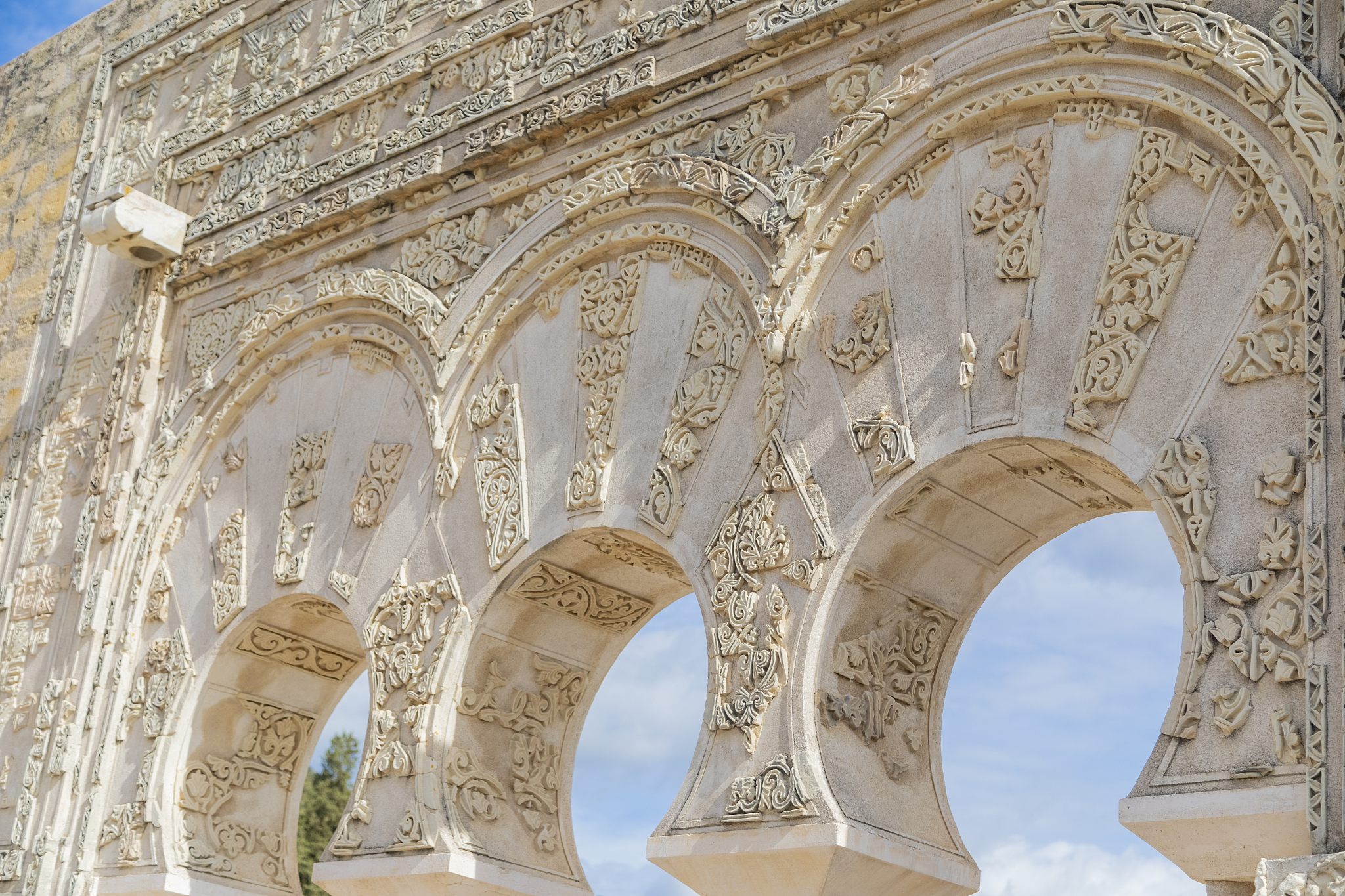 arches with patterns of 10th century ruined palace in moorish me