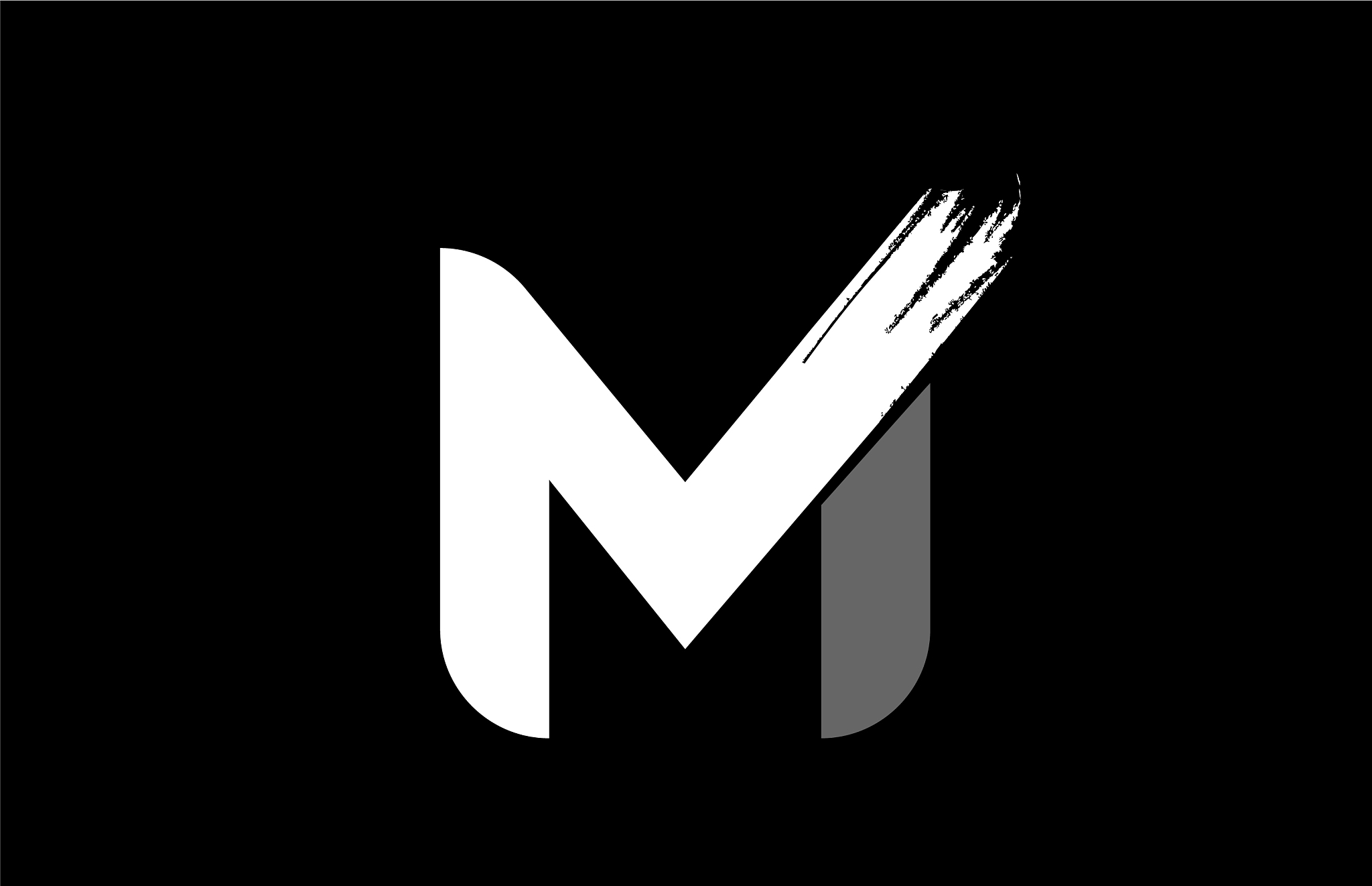black background black and white letter m grunge