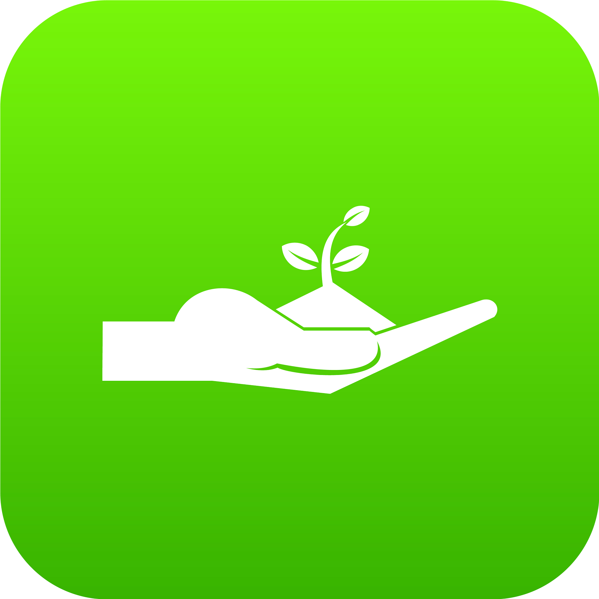 sprout in the human hand icon digital green