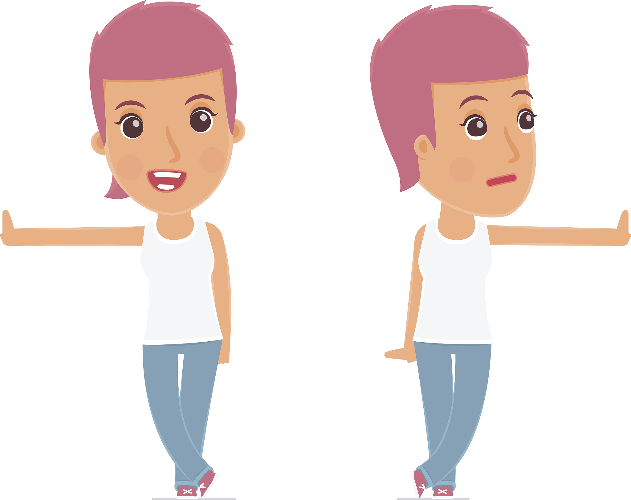 doubt and funny character blogger girl leaned against the wall