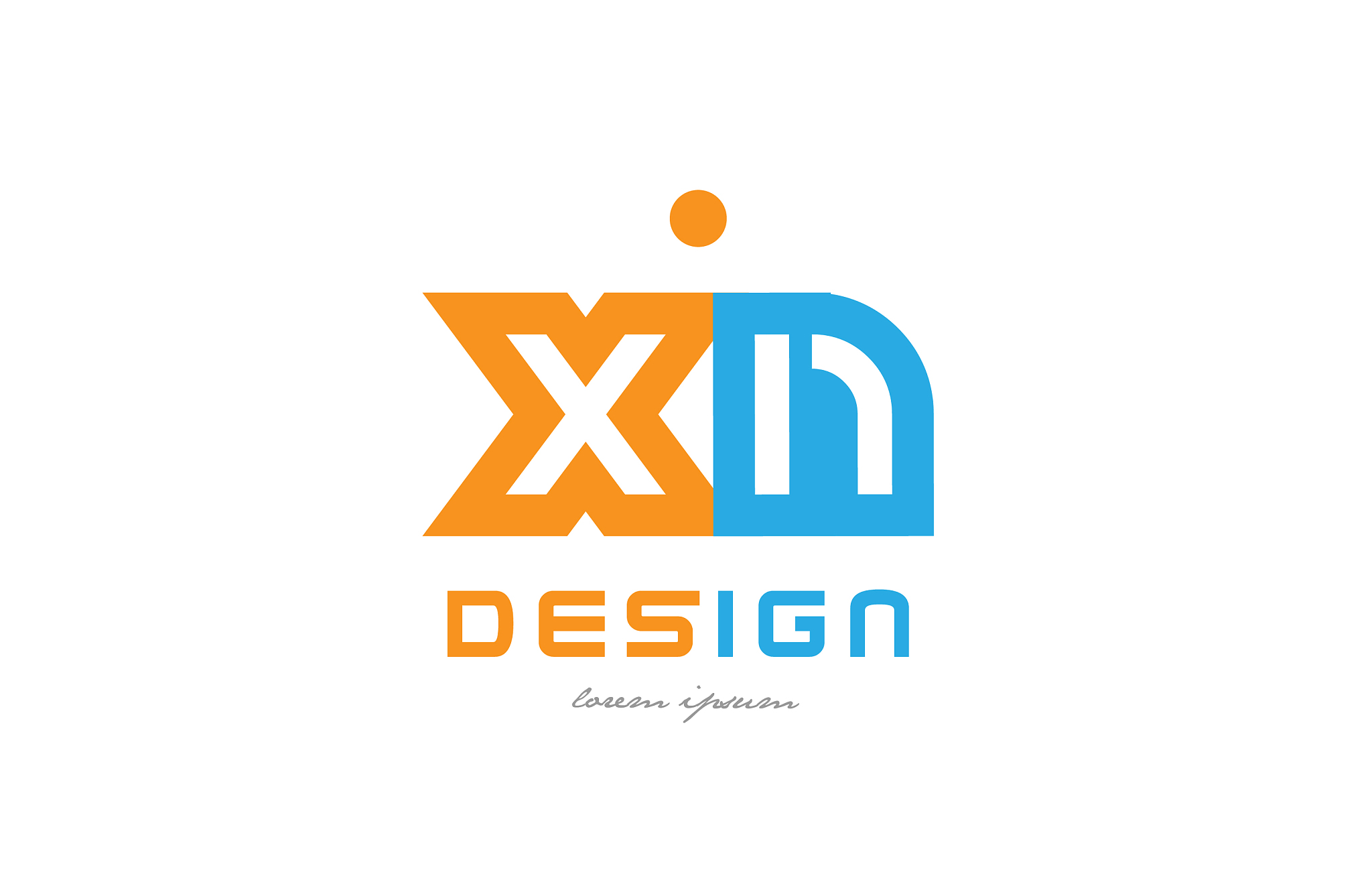 xn x n orange blue alphabet letter logo