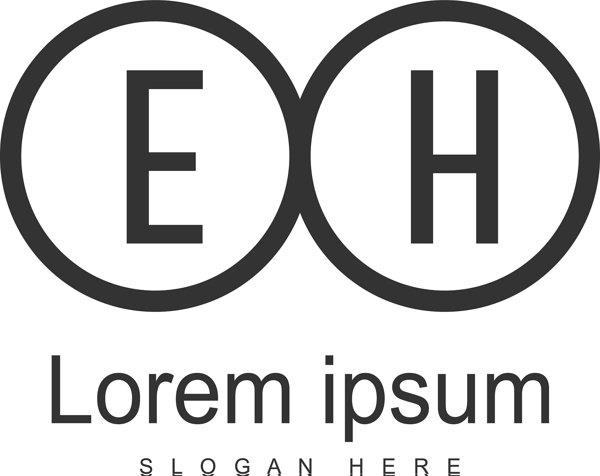 initial eh logo template with modern frame