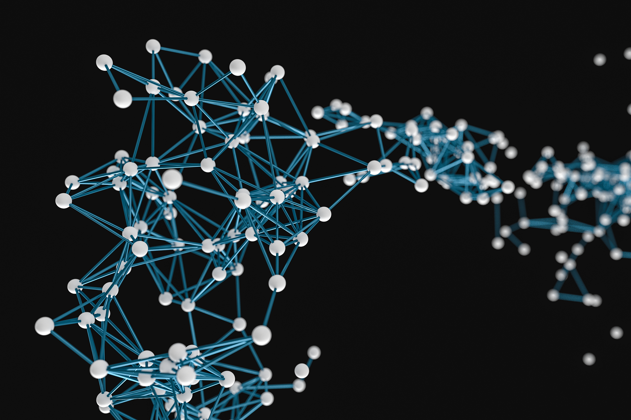 gene lines and nodes, biological gene structure, 3d rendering.