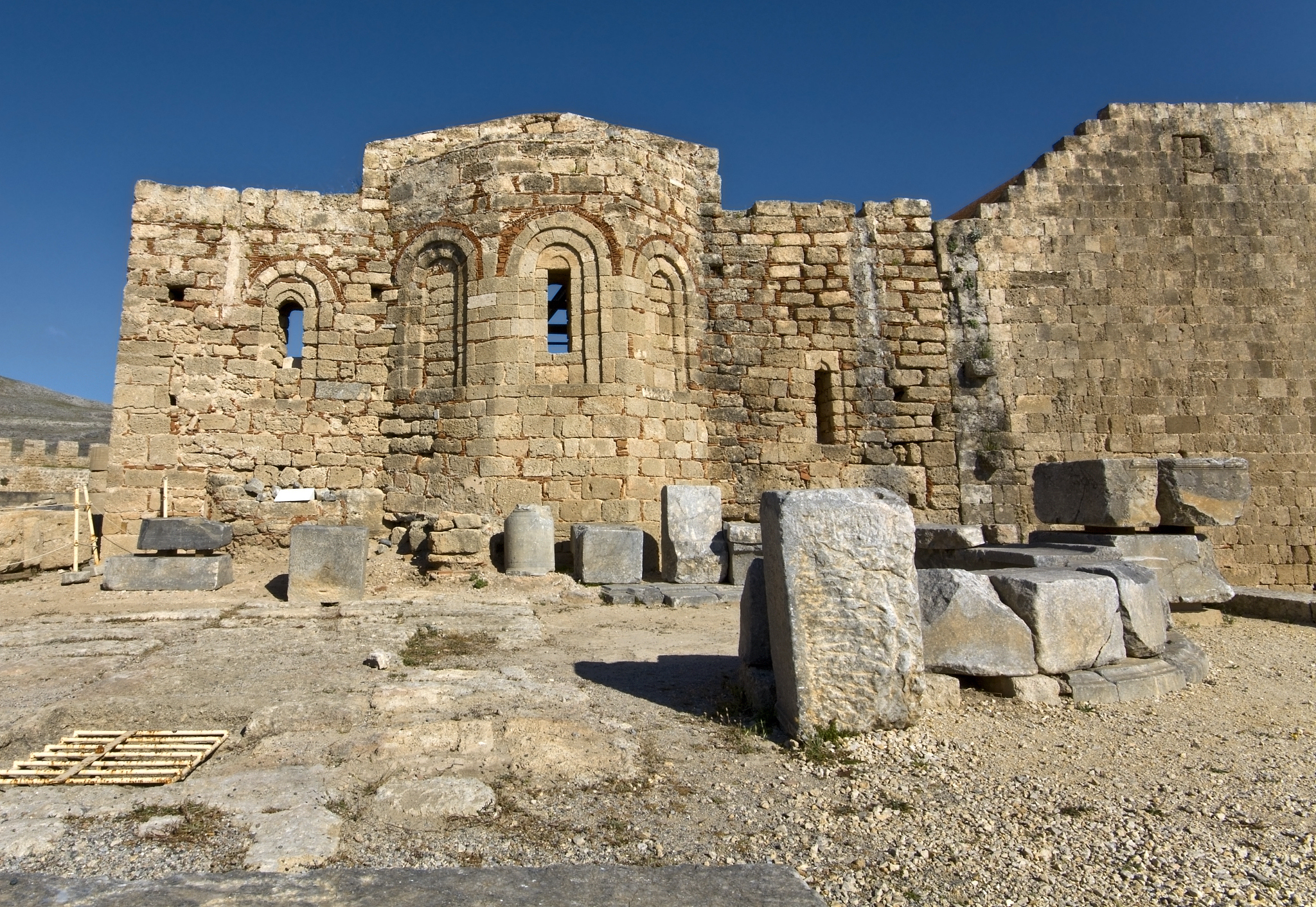 old medieval church at lindos acropolis, rhodes