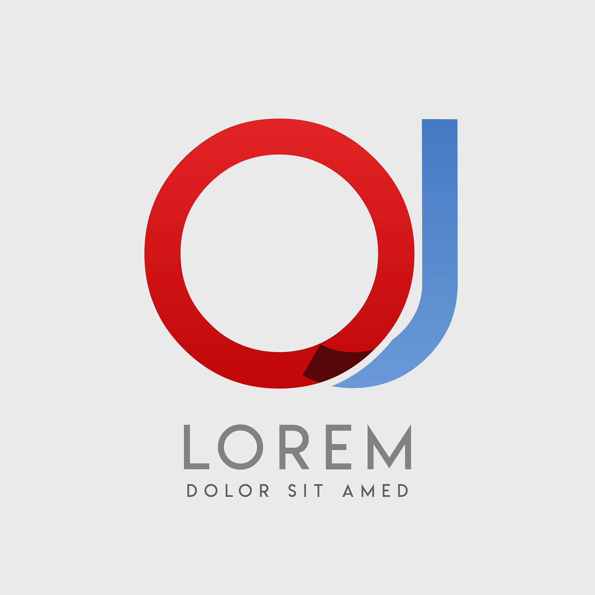 oj logo letters with blue and red gradation