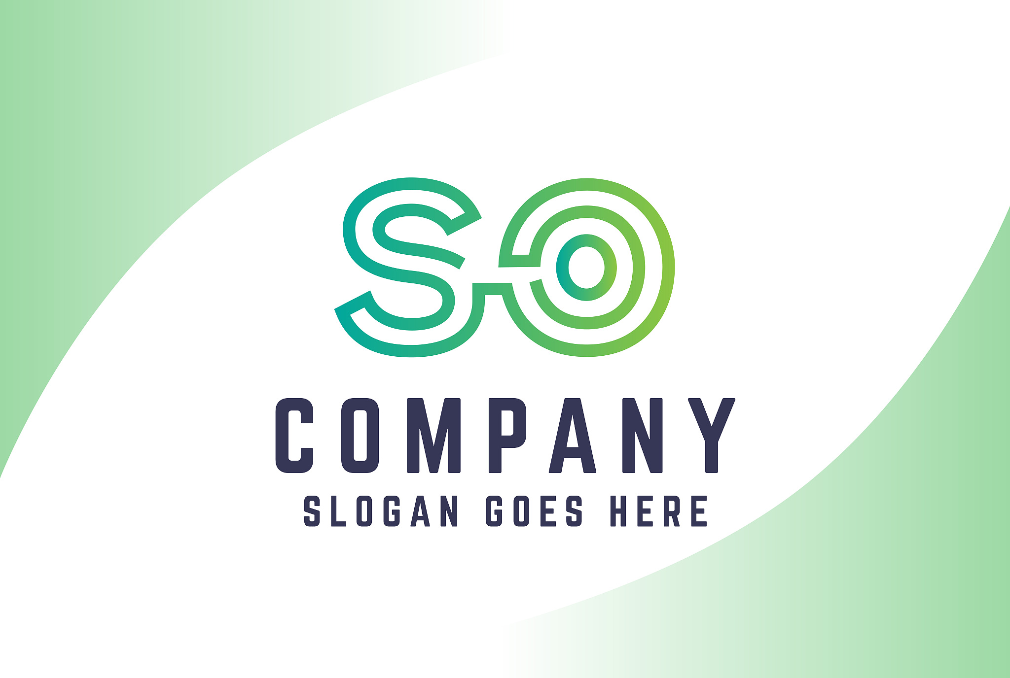 green light gradient initial letter so logo vector template