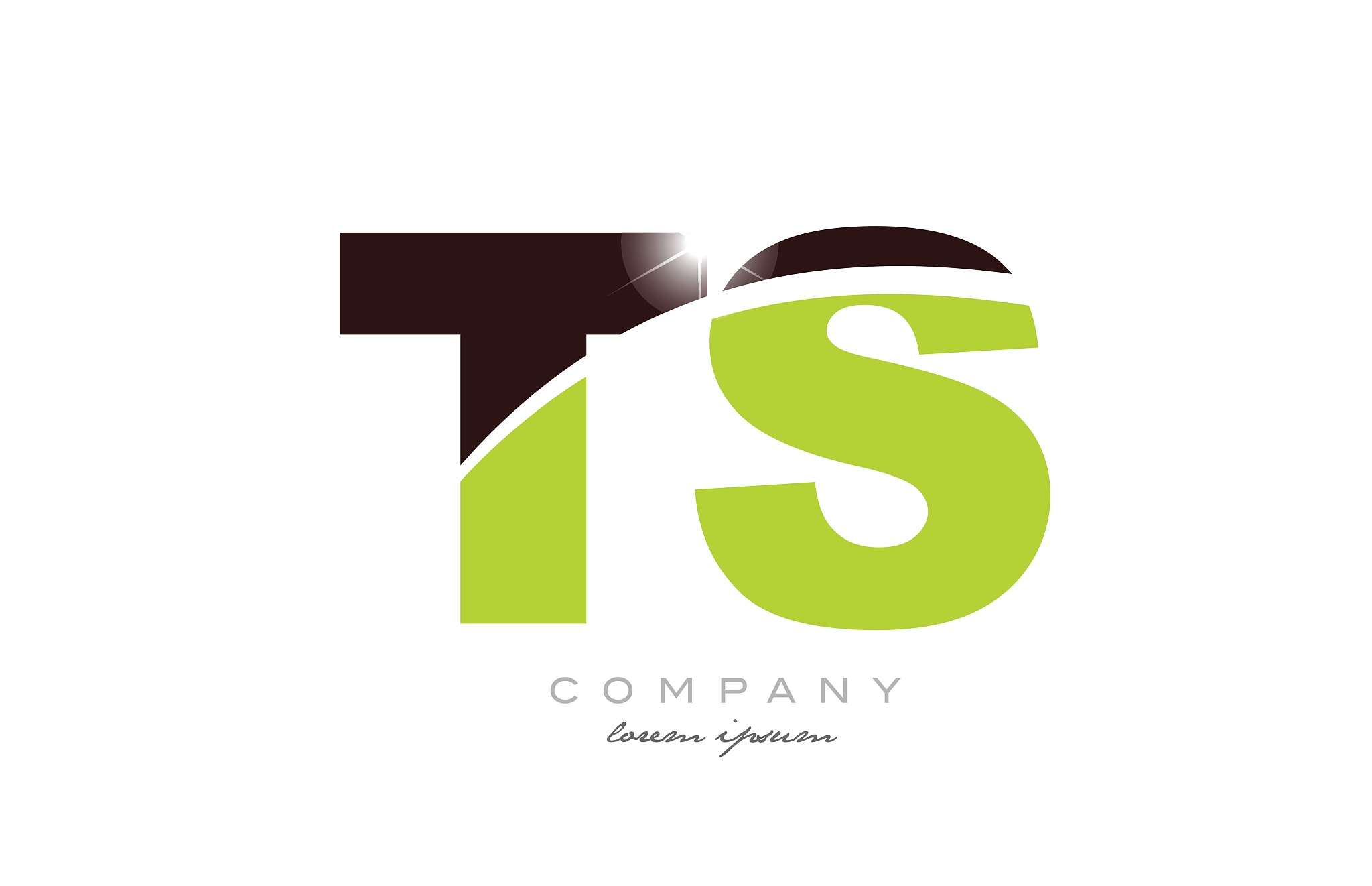 letter ts t s alphabet combination in green and brown color for