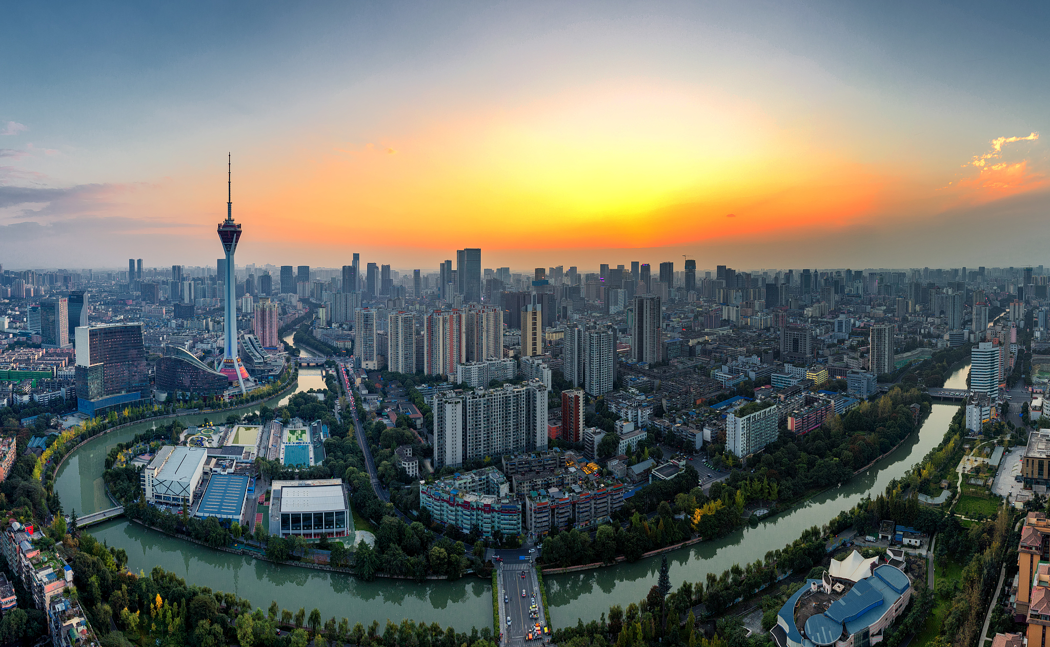 the sky line of chengdu city