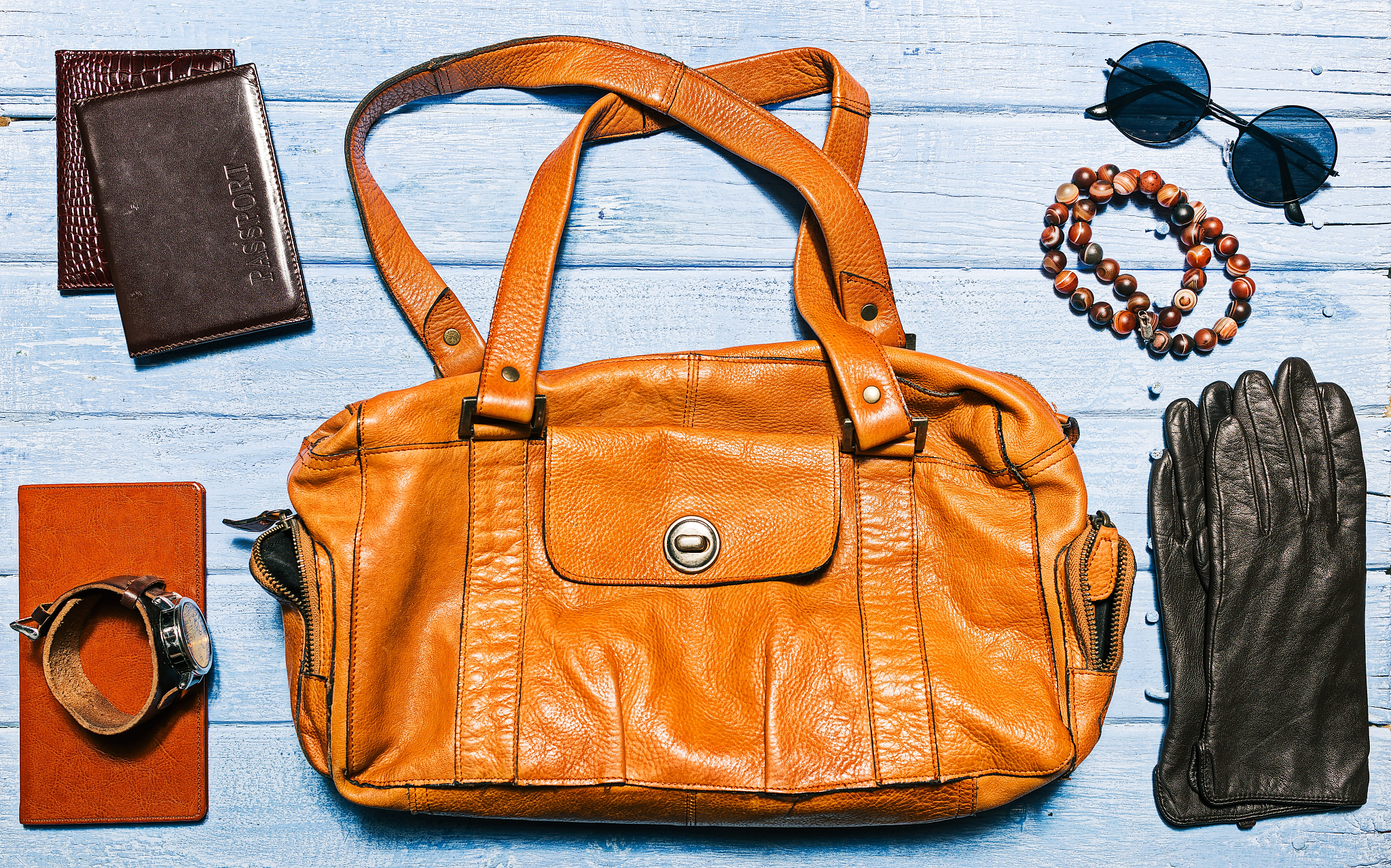 female accessories top view