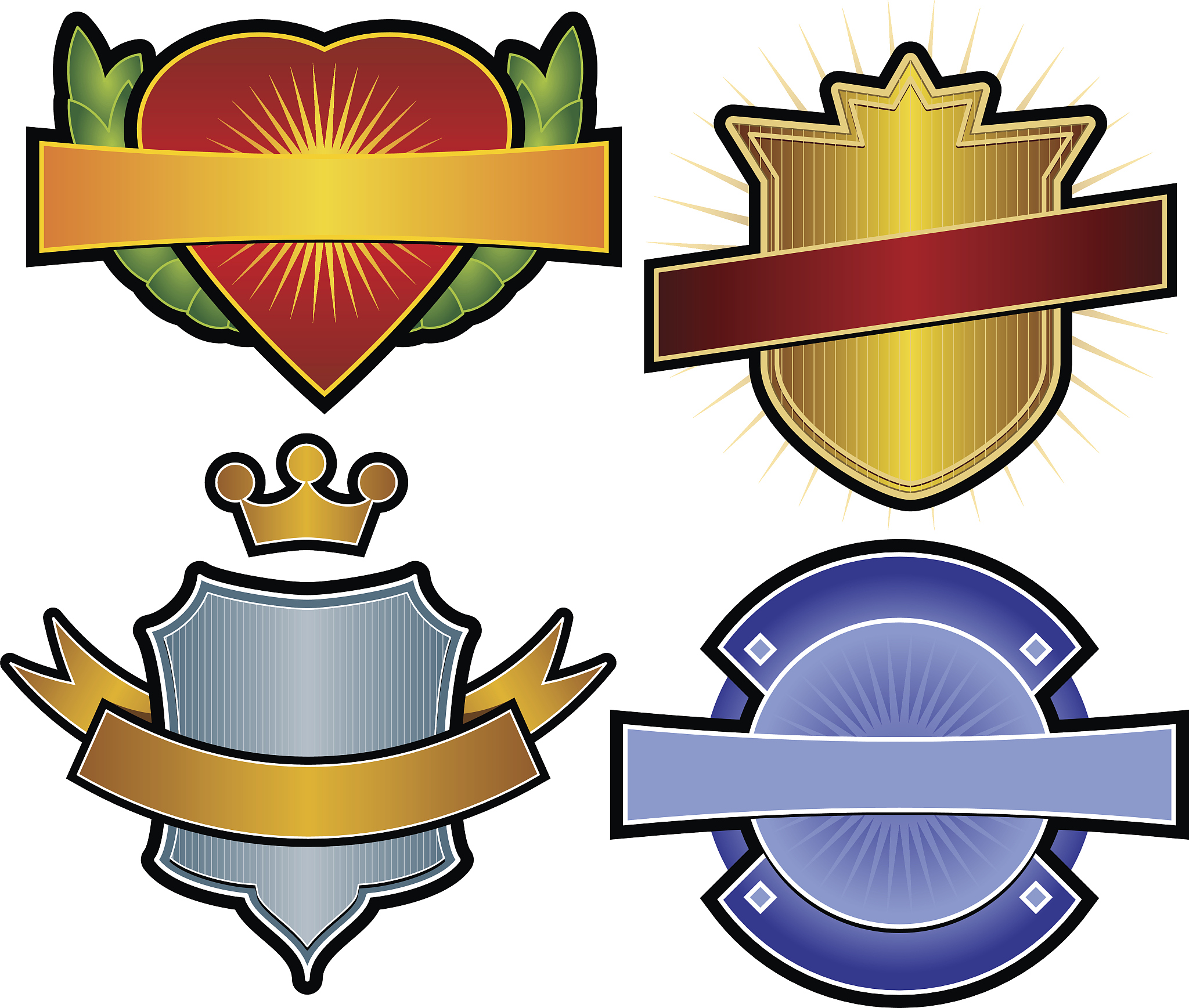 set of 4 vector emblems & crest
