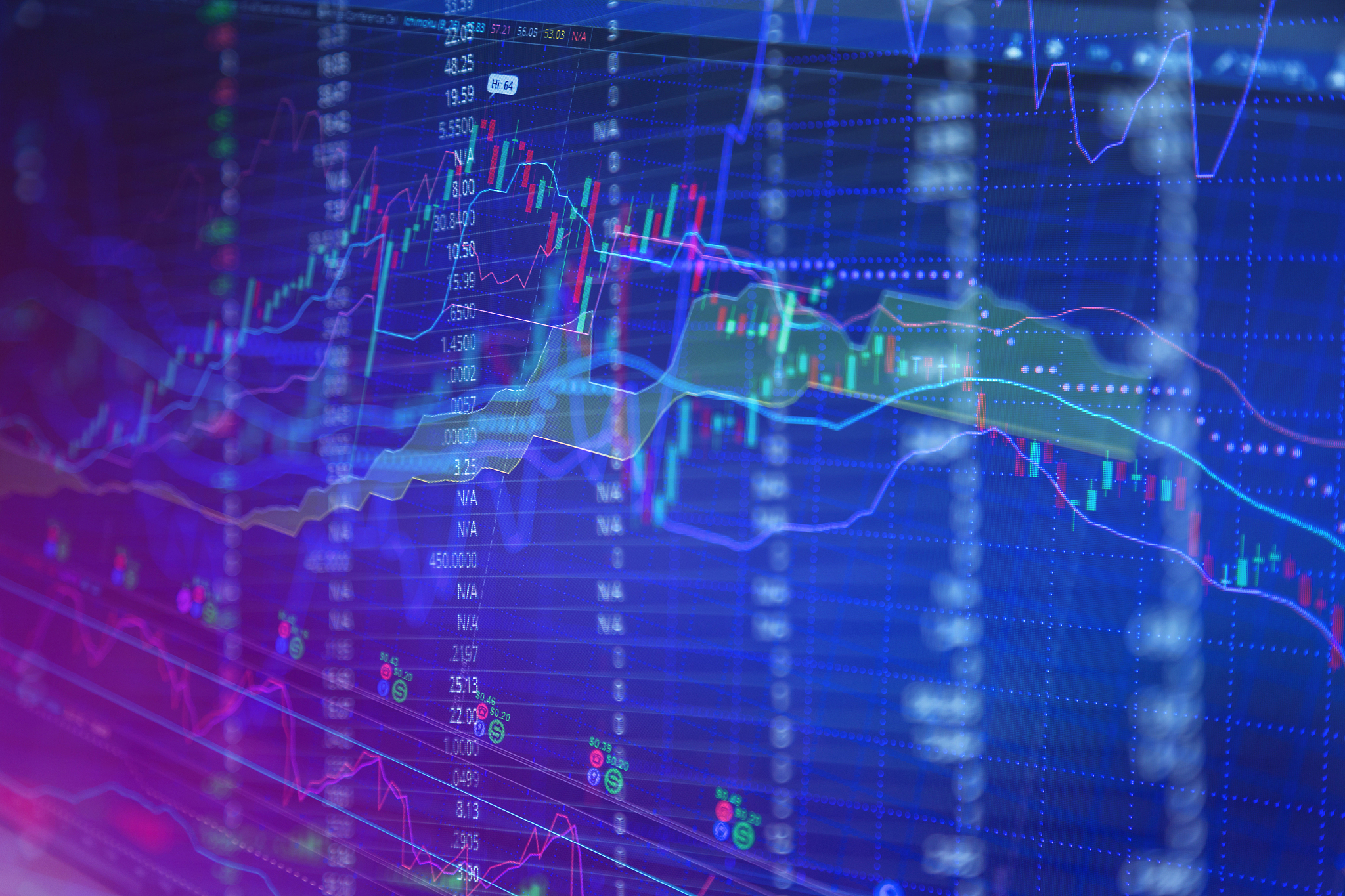 financial data on a monitor