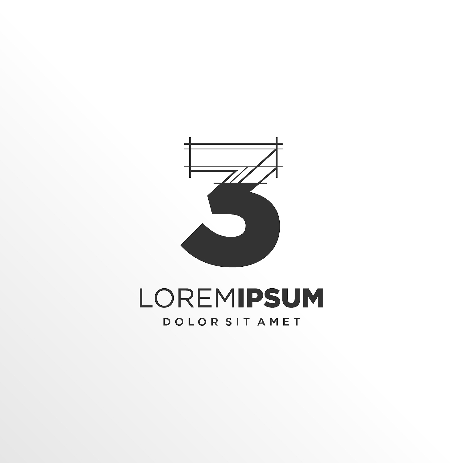number 3 logo design with architecture element