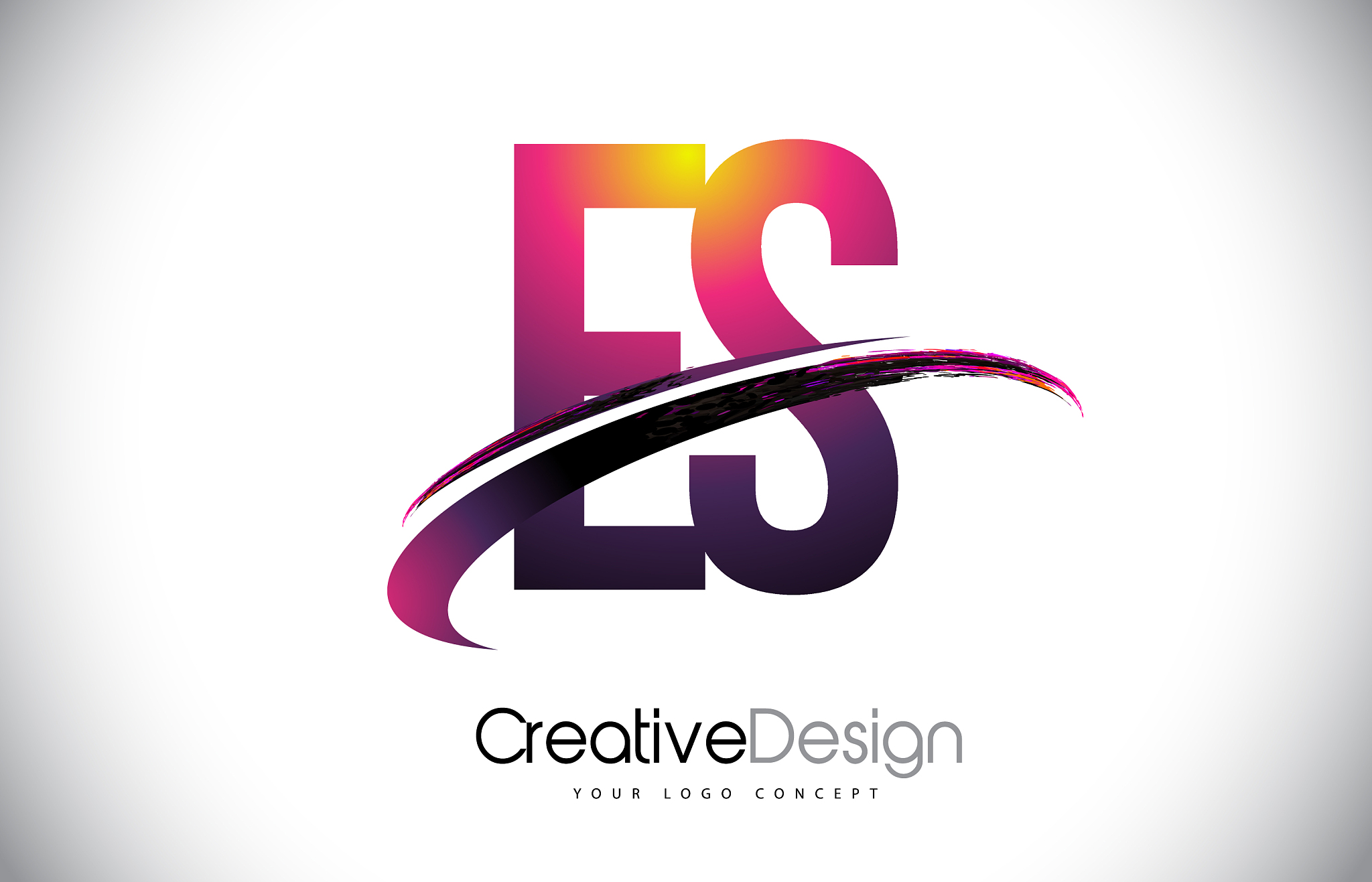 es e s purple letter logo with swoosh design