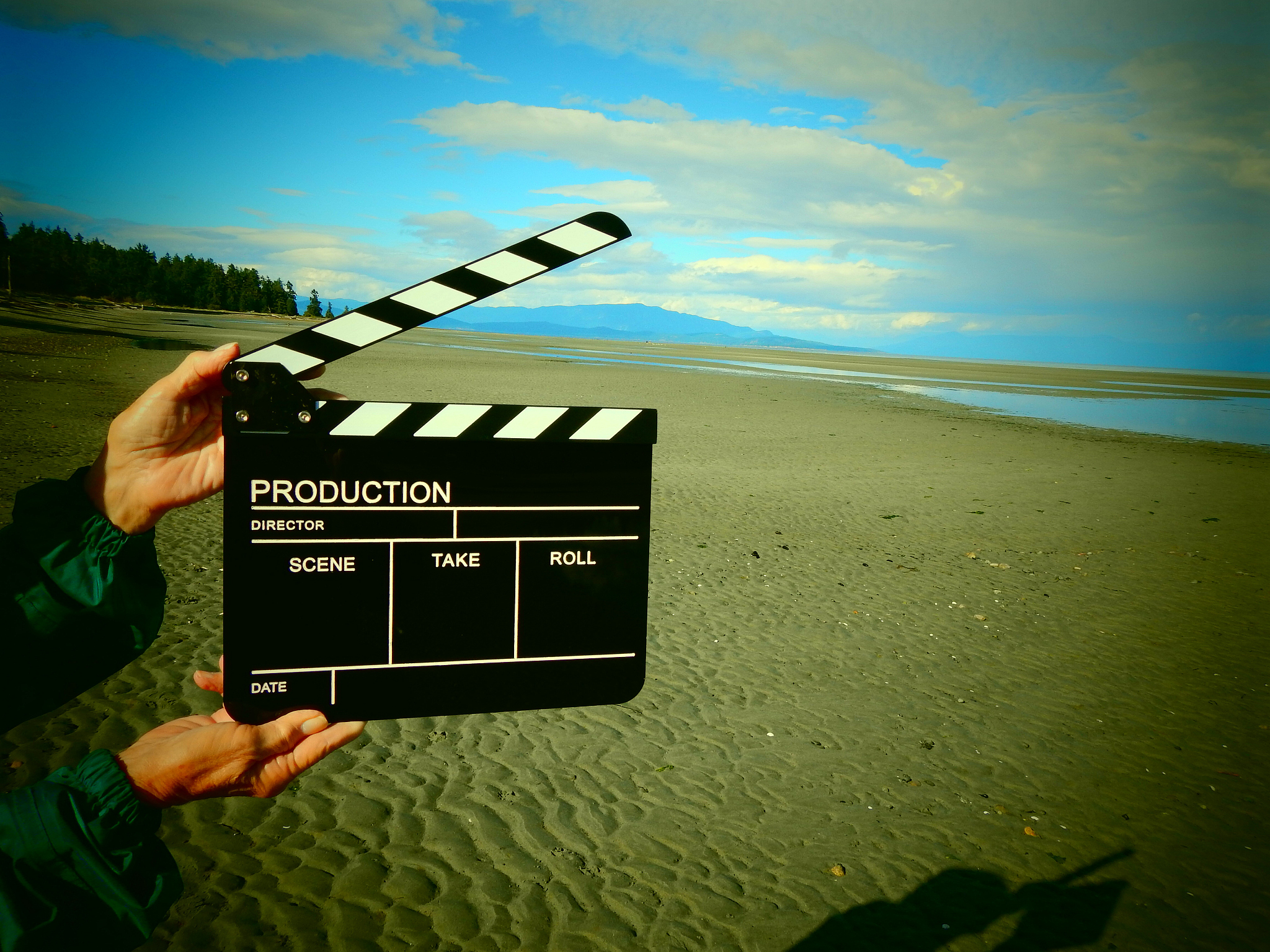 film slate at the beach