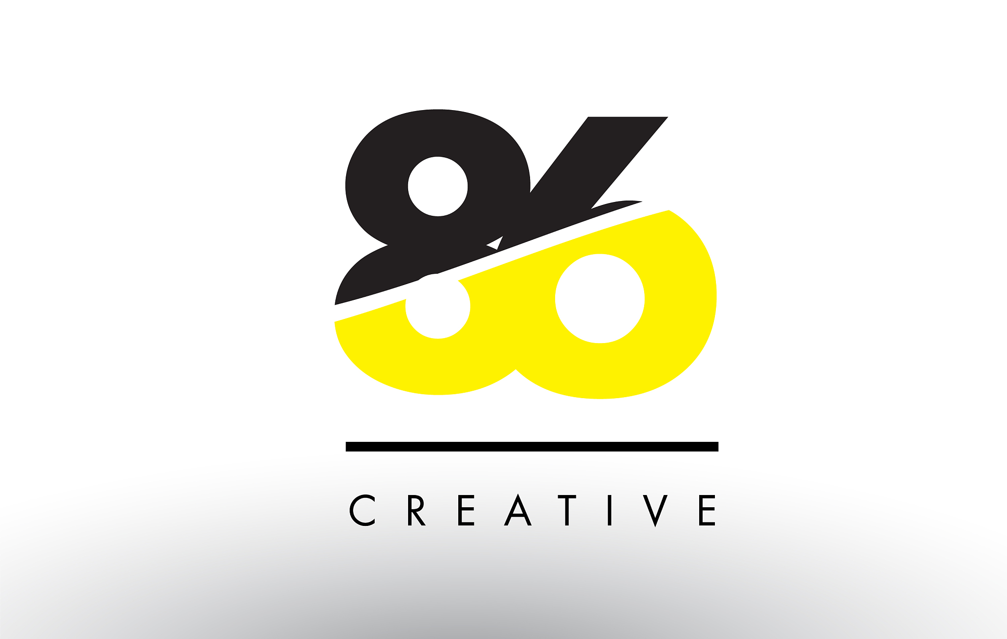 86 black and yellow number logo design