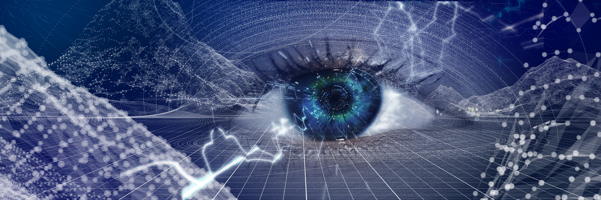 computer network in eye. travelling informations