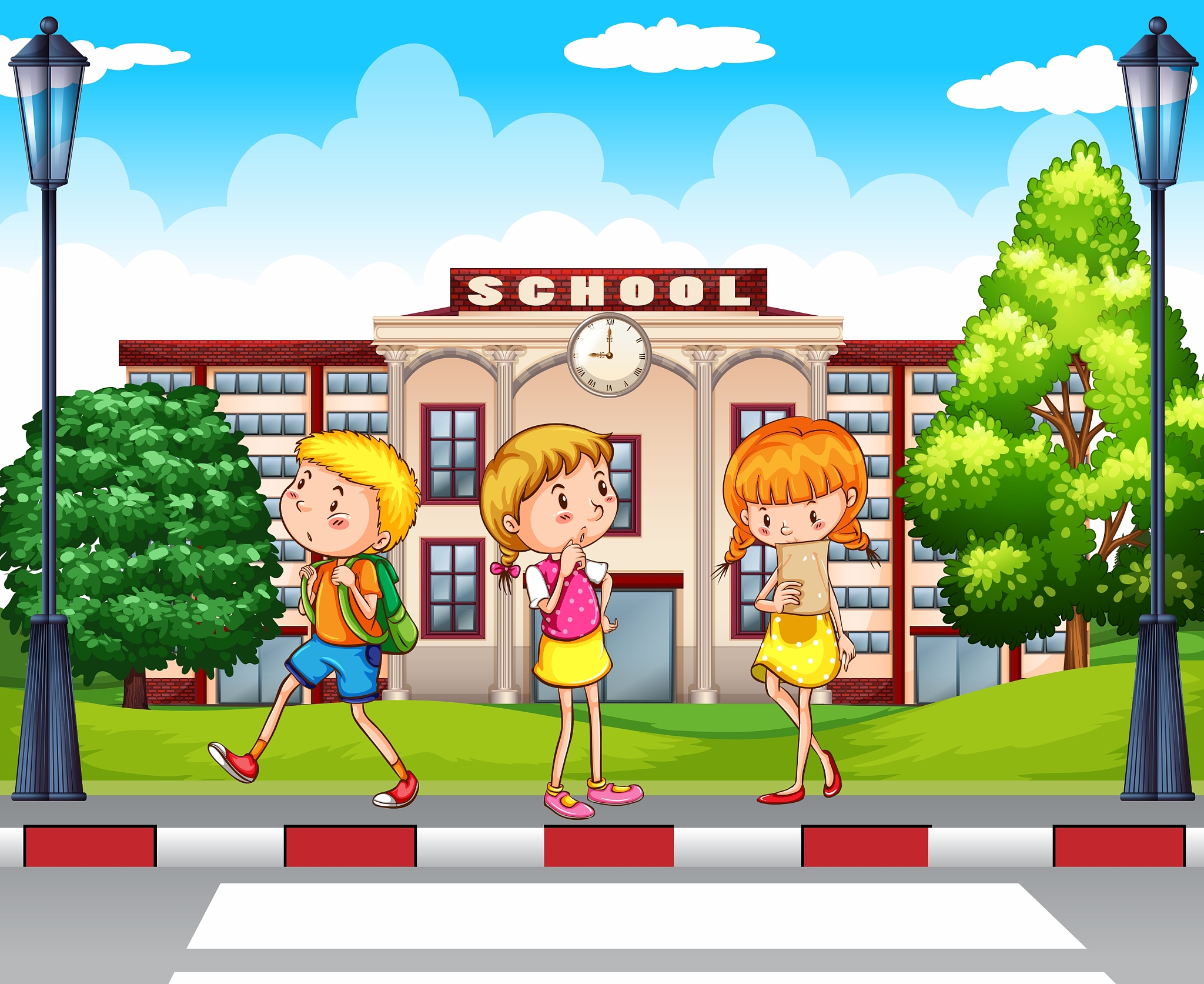 students going to school