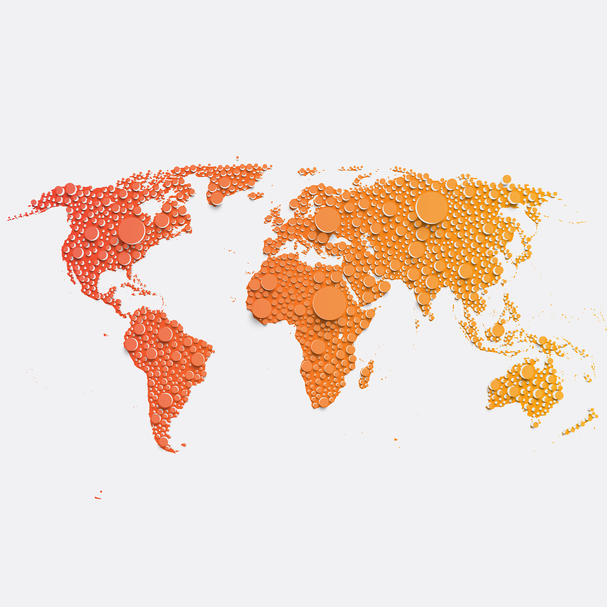 colorful world map made by balls and lines, vector illustration
