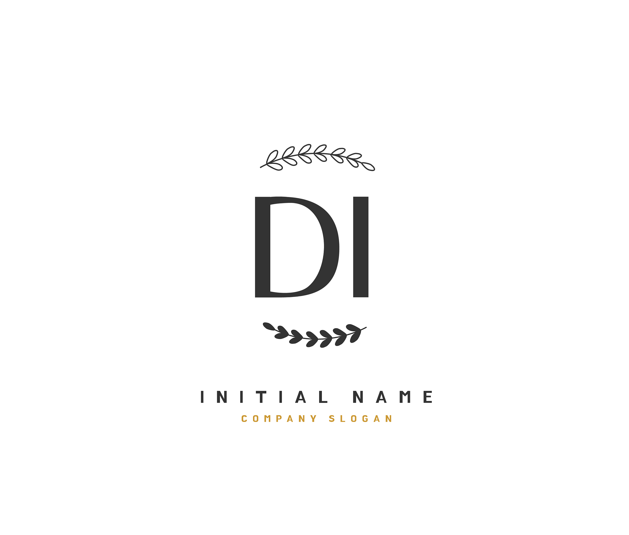 d i di beauty initial logo handwriting logo of