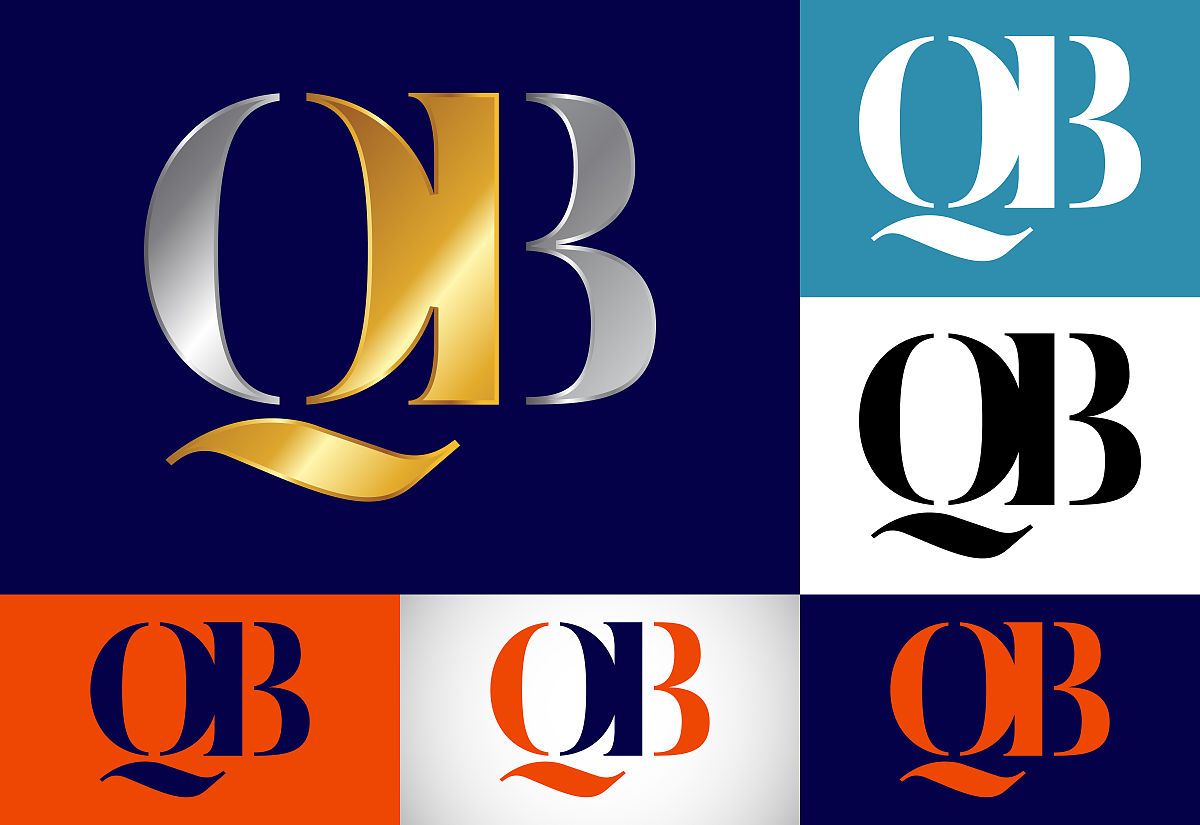 首字母组合q b标志设计矢量模板.qb字母标志设计
