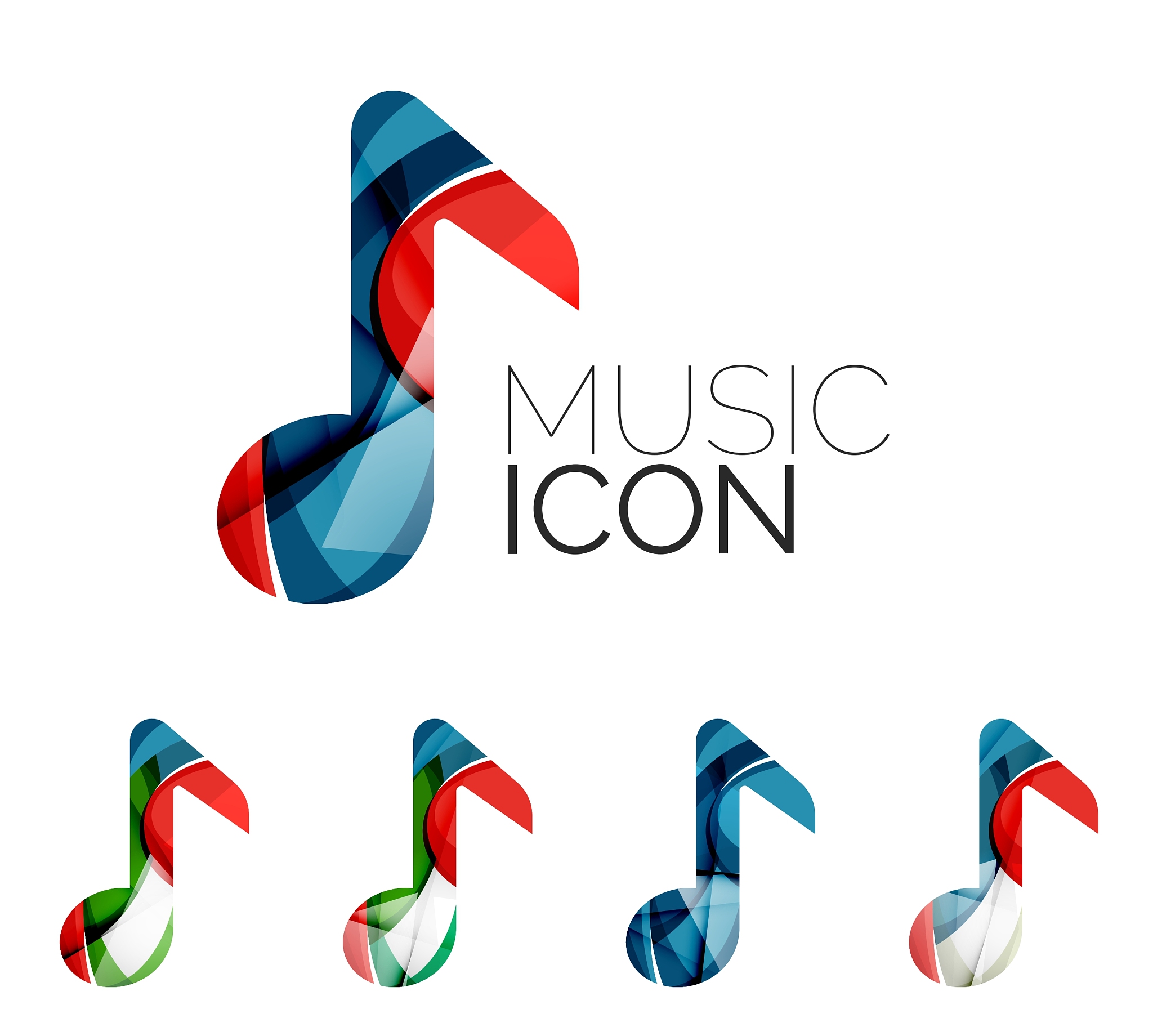 set of abstract music note icon business logotype