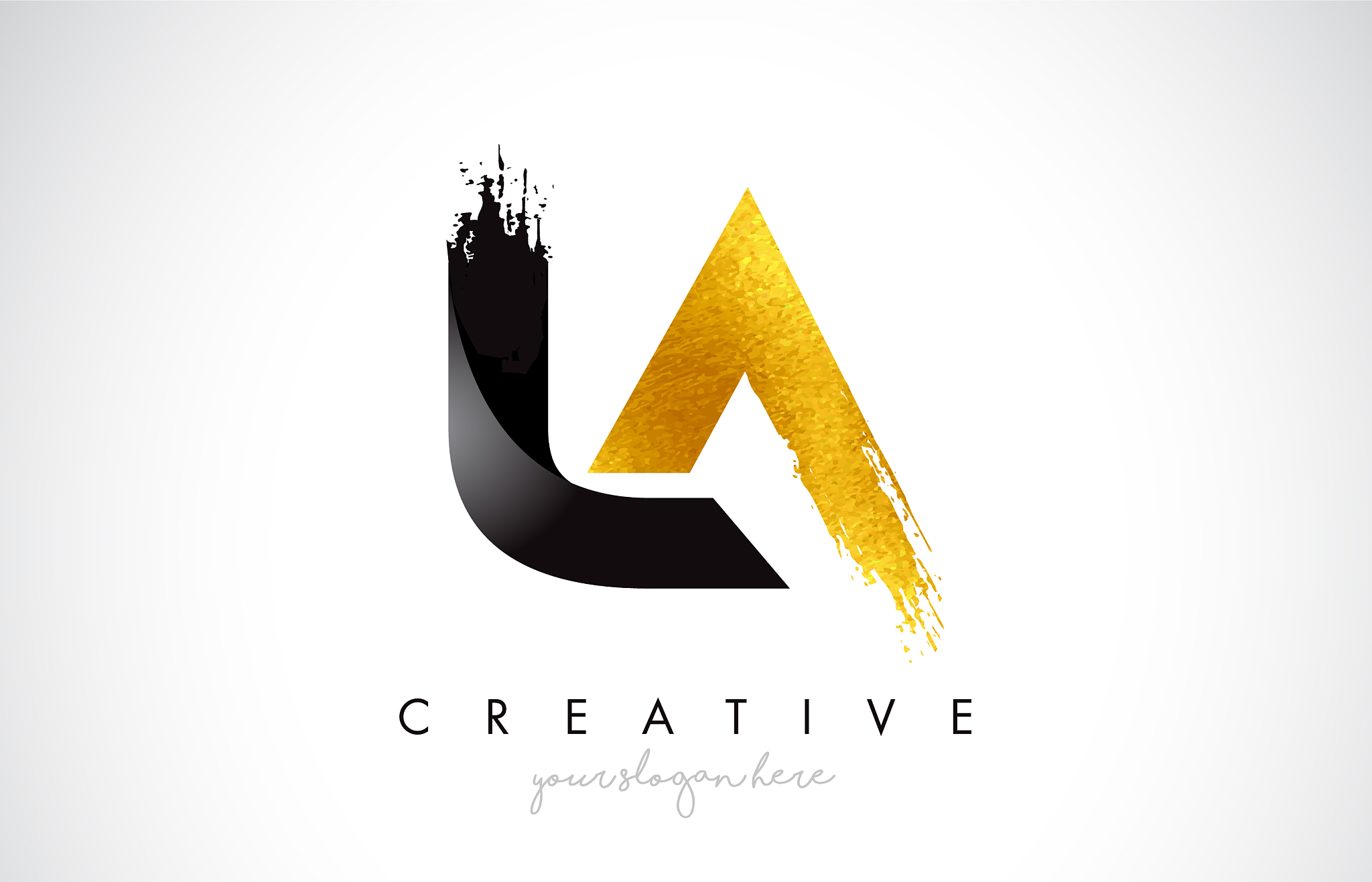 la letter design with brush stroke and modern 3d