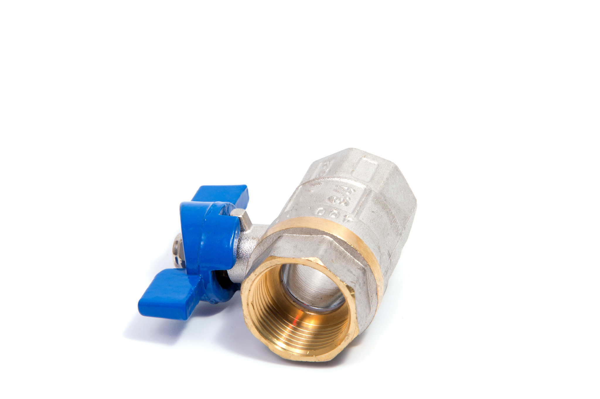 plumber with water tap. isolated white background.