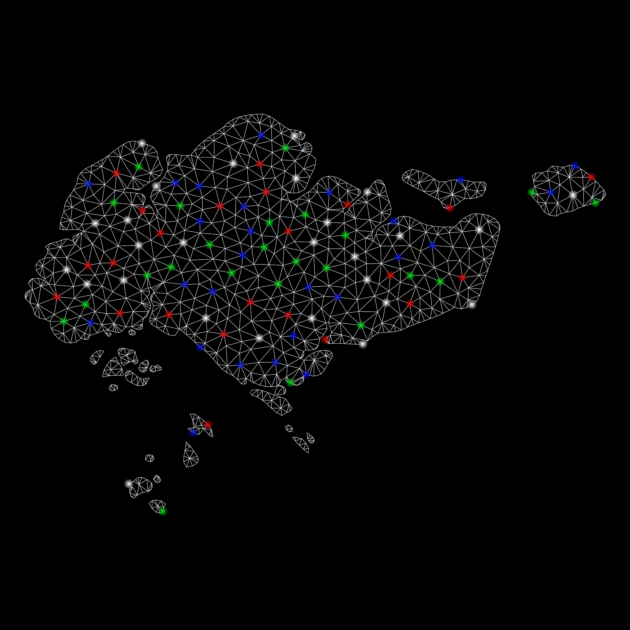 bright mesh carcass singapore map with light spots