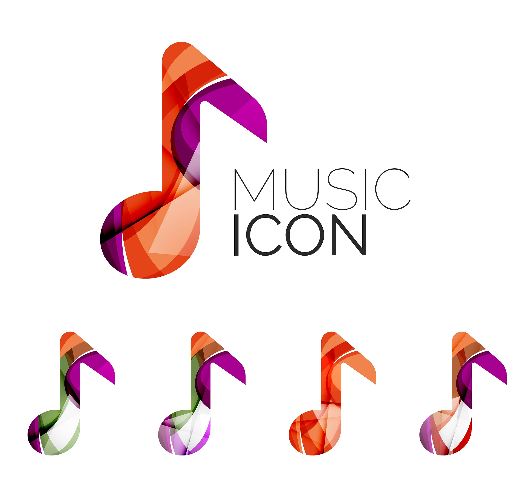 set of abstract music note icon business logotype